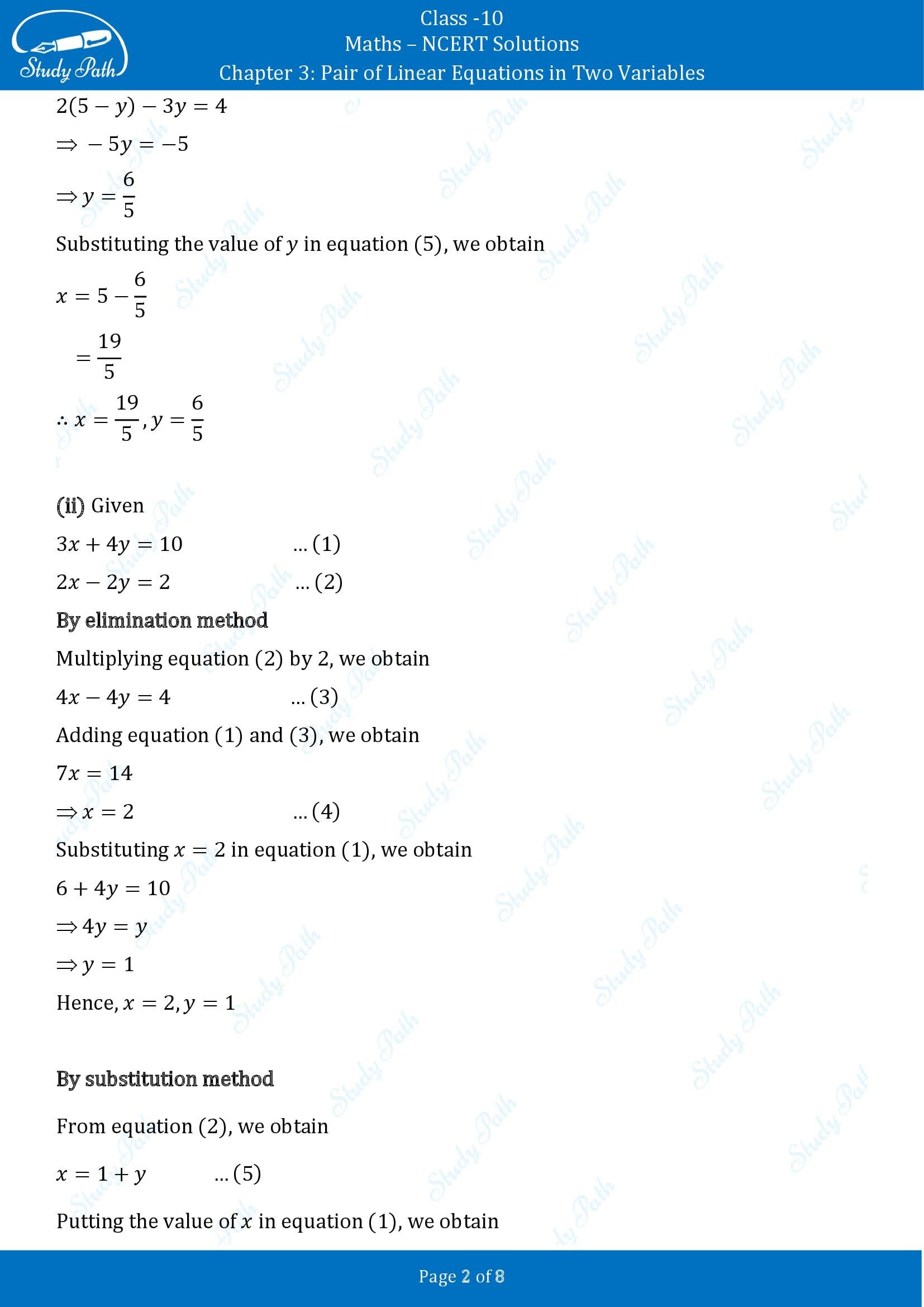 NCERT Solutions for Class 10 Maths Chapter 3 Pair of Linear Equations in Two Variables Exercise 3.3 00002