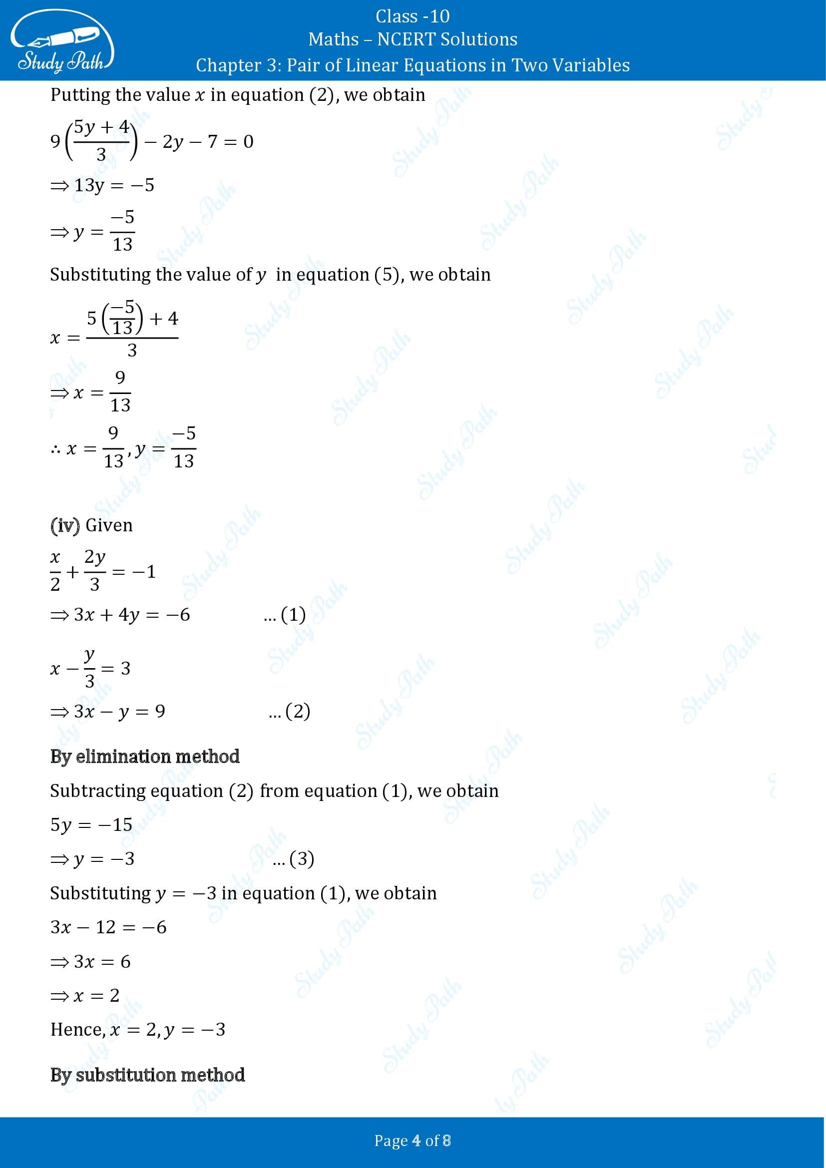 NCERT Solutions for Class 10 Maths Chapter 3 Pair of Linear Equations in Two Variables Exercise 3.3 00004