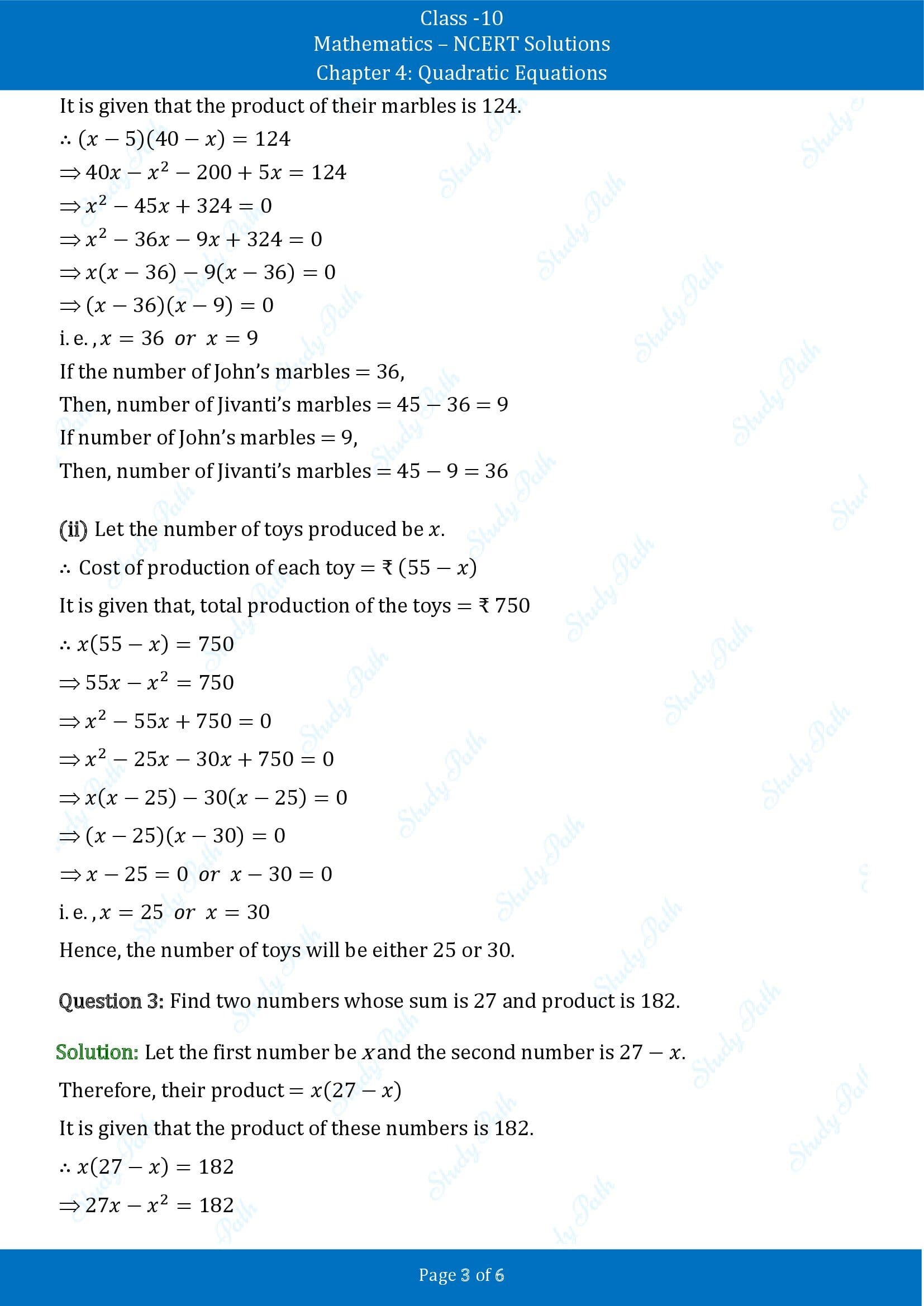 NCERT Solutions for Class 10 Maths Chapter 4 Quadratic Equations Exercise 4.2 00003