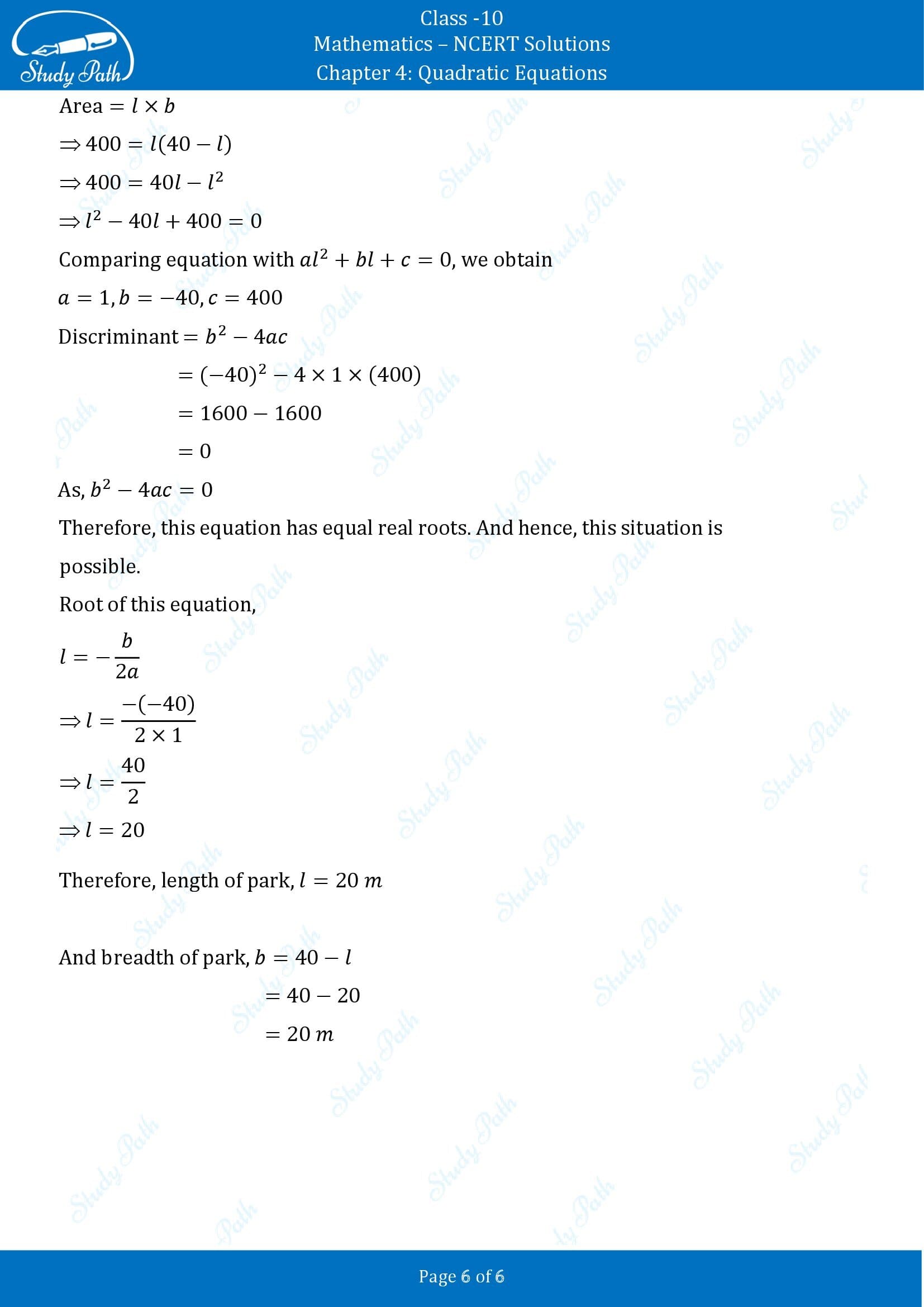 NCERT Solutions for Class 10 Maths Chapter 4 Quadratic Equations Exercise 4.3 00006