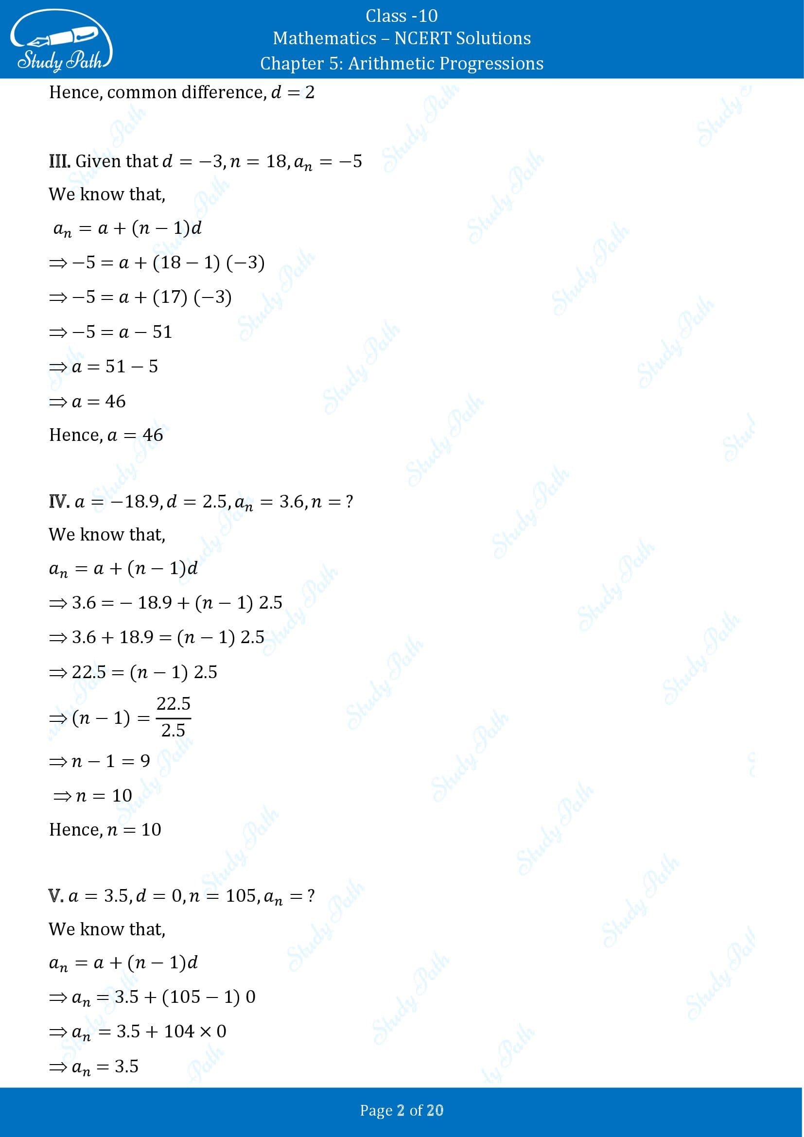 NCERT Solutions for Class 10 Maths Chapter 5 Arithmetic Progressions Exercise 5.2 00002