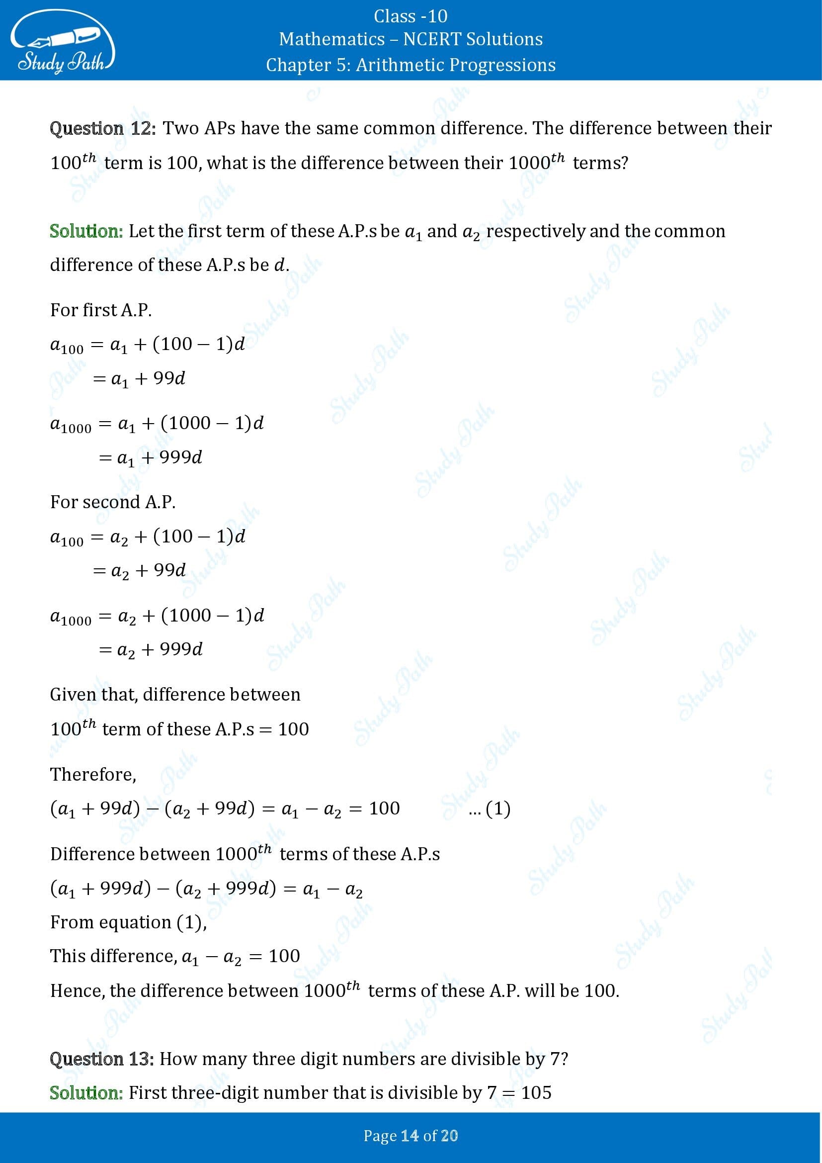 NCERT Solutions for Class 10 Maths Chapter 5 Arithmetic Progressions Exercise 5.2 00014