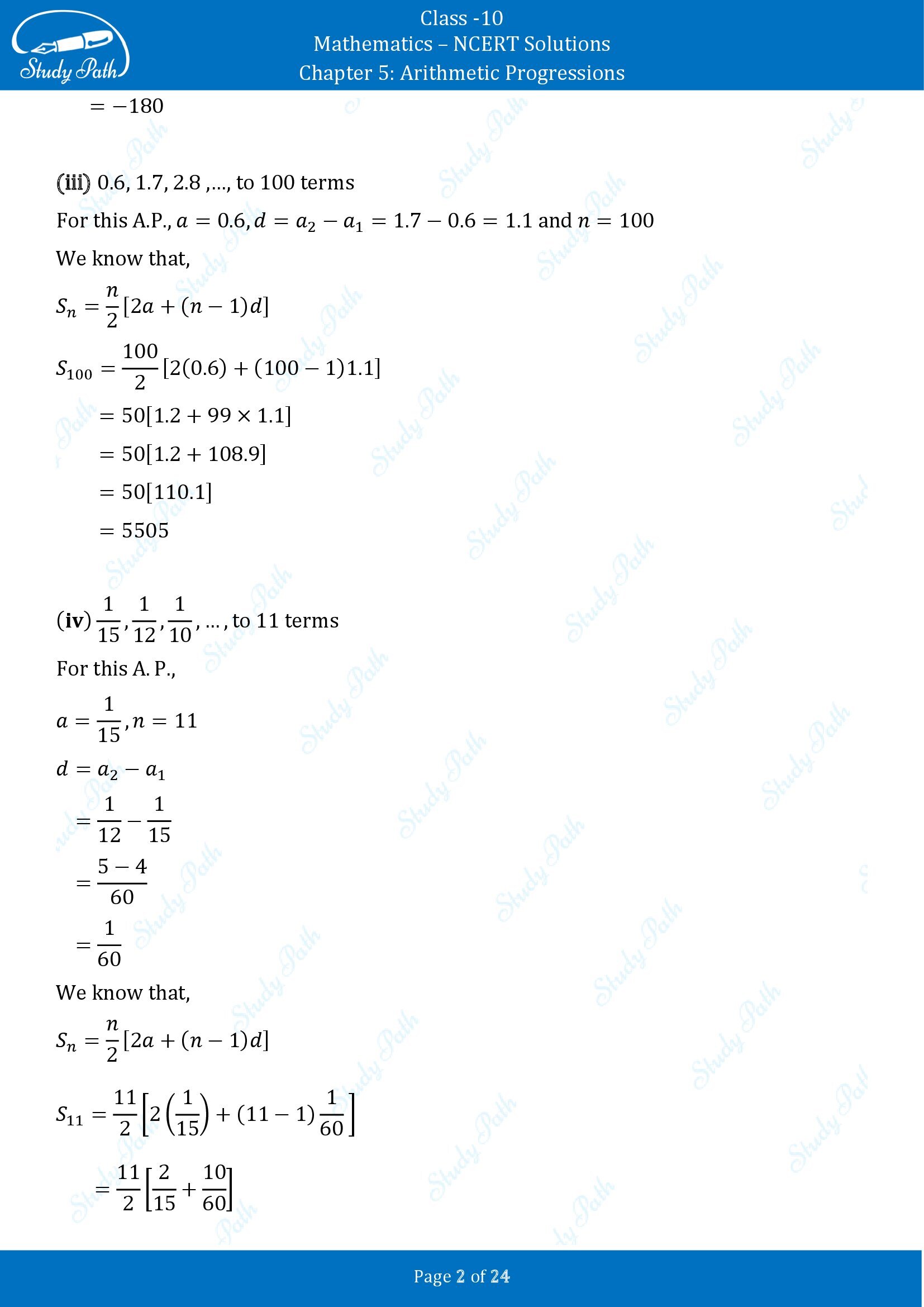 NCERT Solutions for Class 10 Maths Chapter 5 Arithmetic Progressions Exercise 5.3 00002