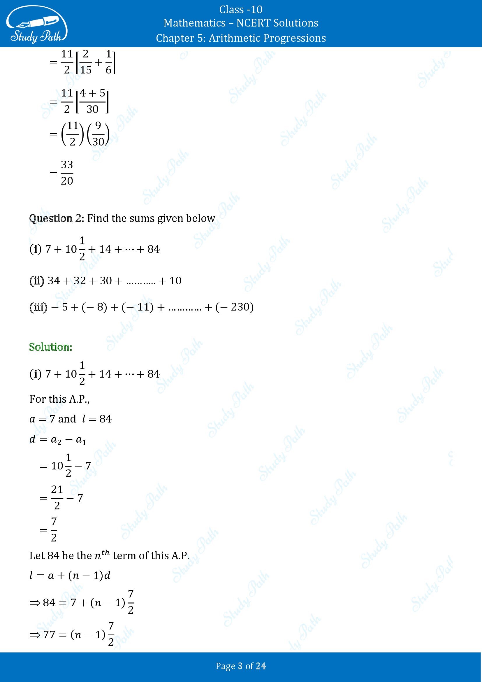 NCERT Solutions for Class 10 Maths Chapter 5 Arithmetic Progressions Exercise 5.3 00003