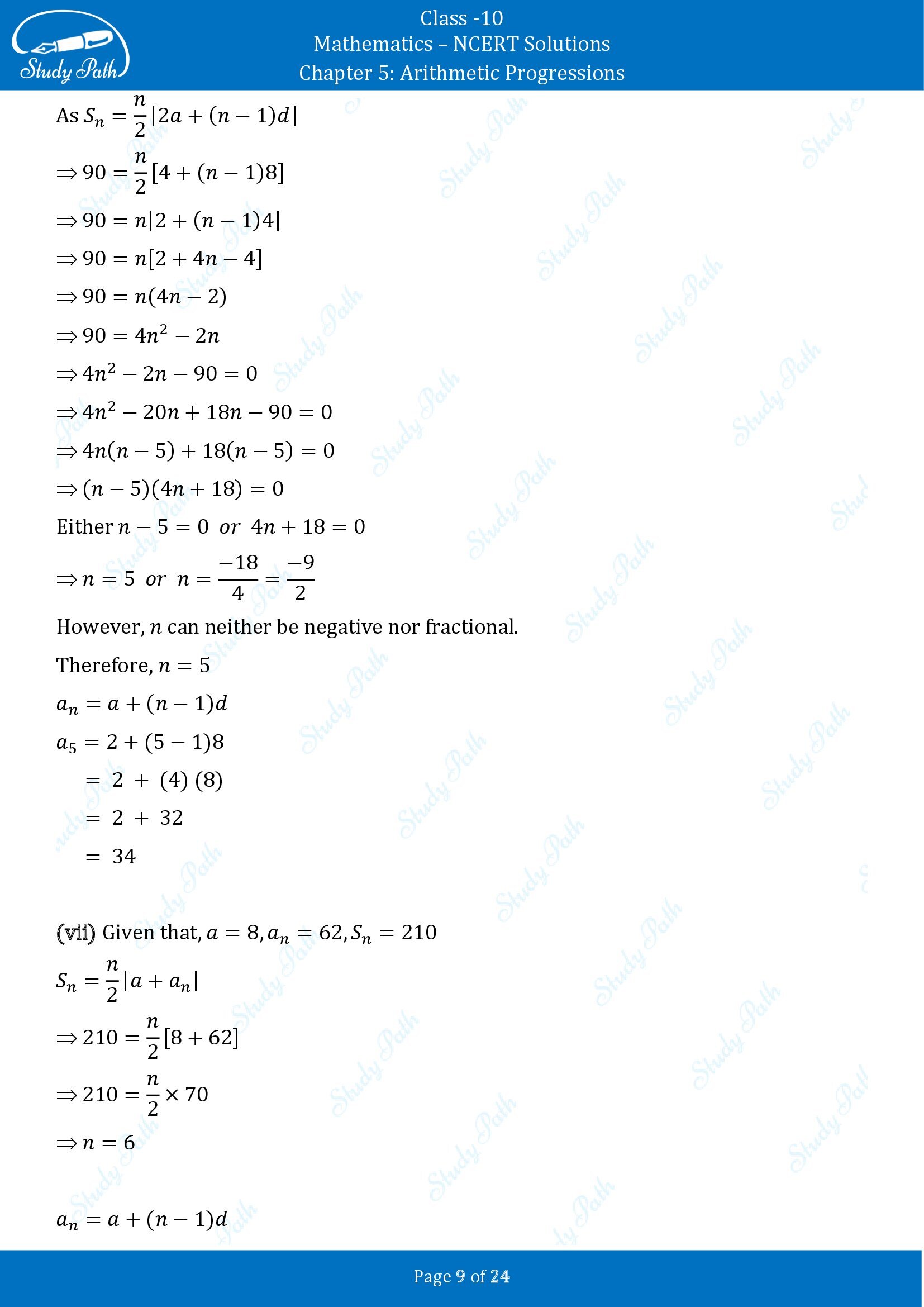 NCERT Solutions for Class 10 Maths Chapter 5 Arithmetic Progressions Exercise 5.3 00009