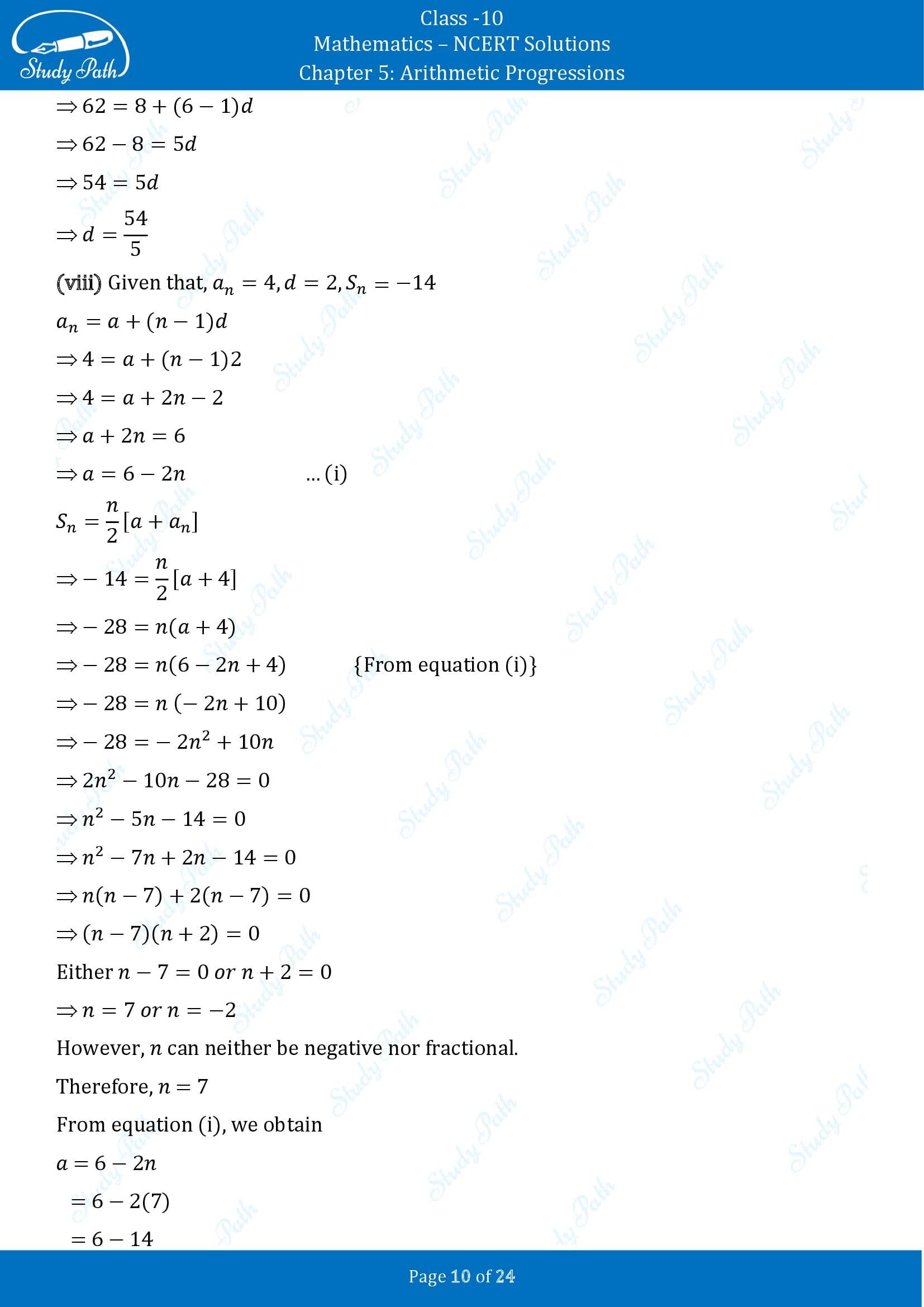 NCERT Solutions for Class 10 Maths Chapter 5 Arithmetic Progressions Exercise 5.3 00010