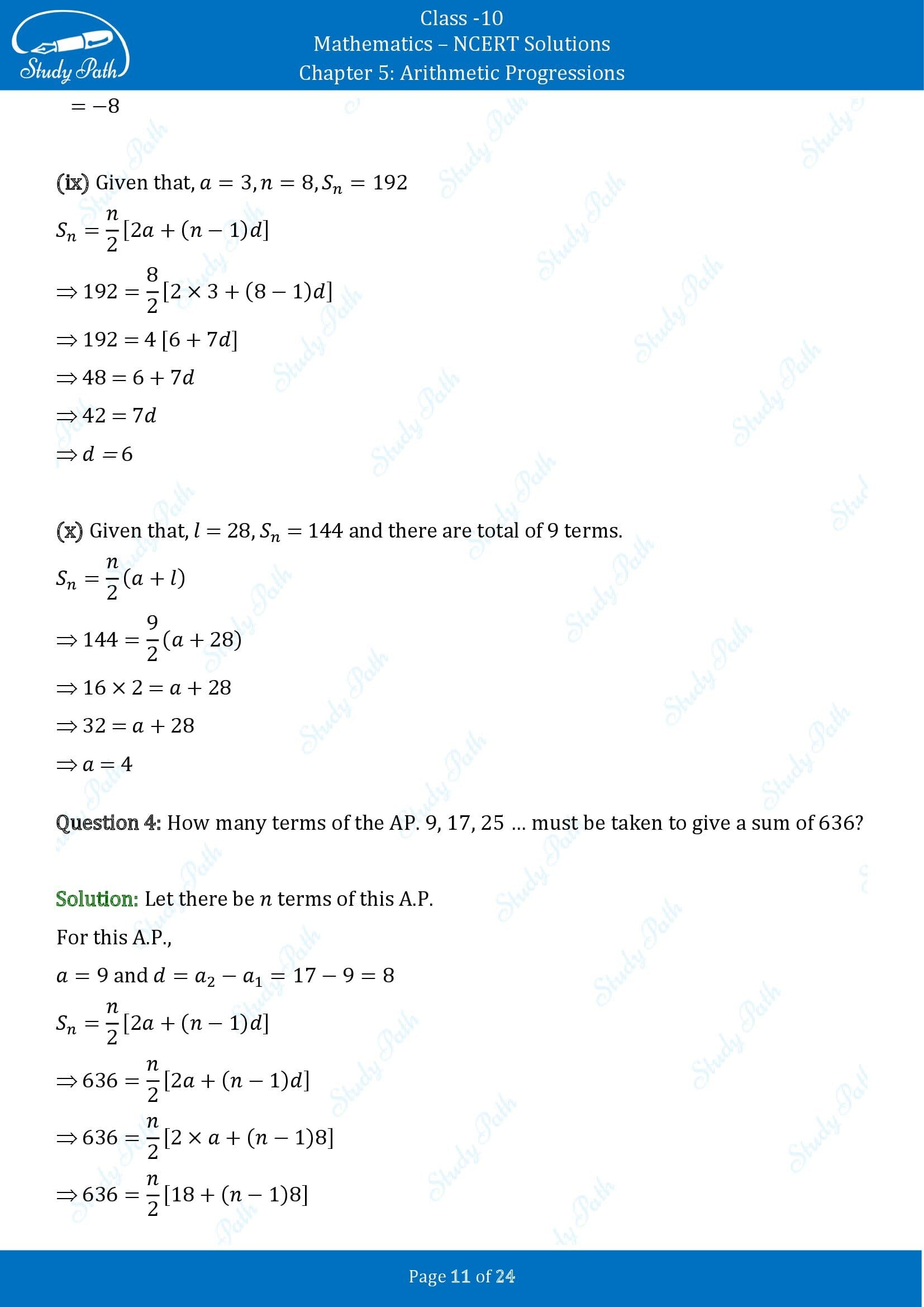 NCERT Solutions for Class 10 Maths Chapter 5 Arithmetic Progressions Exercise 5.3 00011