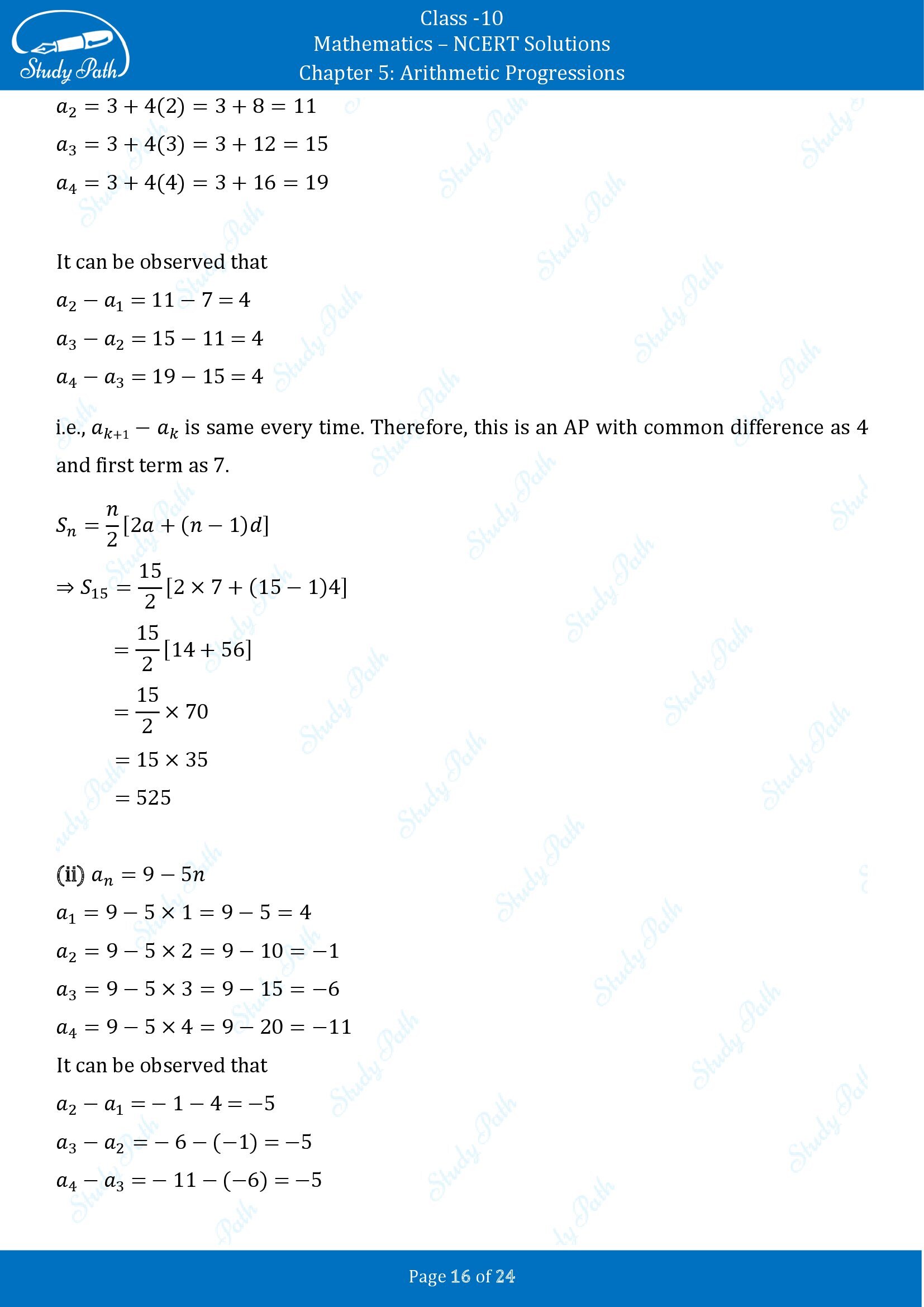 NCERT Solutions for Class 10 Maths Chapter 5 Arithmetic Progressions Exercise 5.3 00016