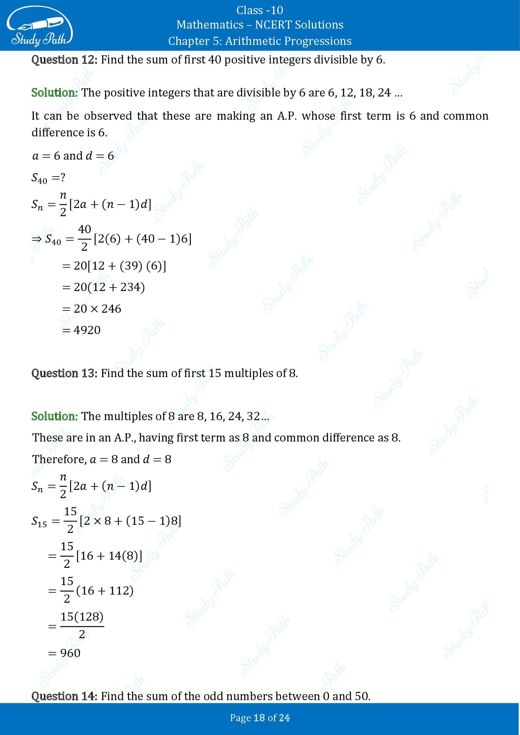 NCERT Solutions for Class 10 Maths Chapter 5 Arithmetic Progressions Exercise 5.3 00018