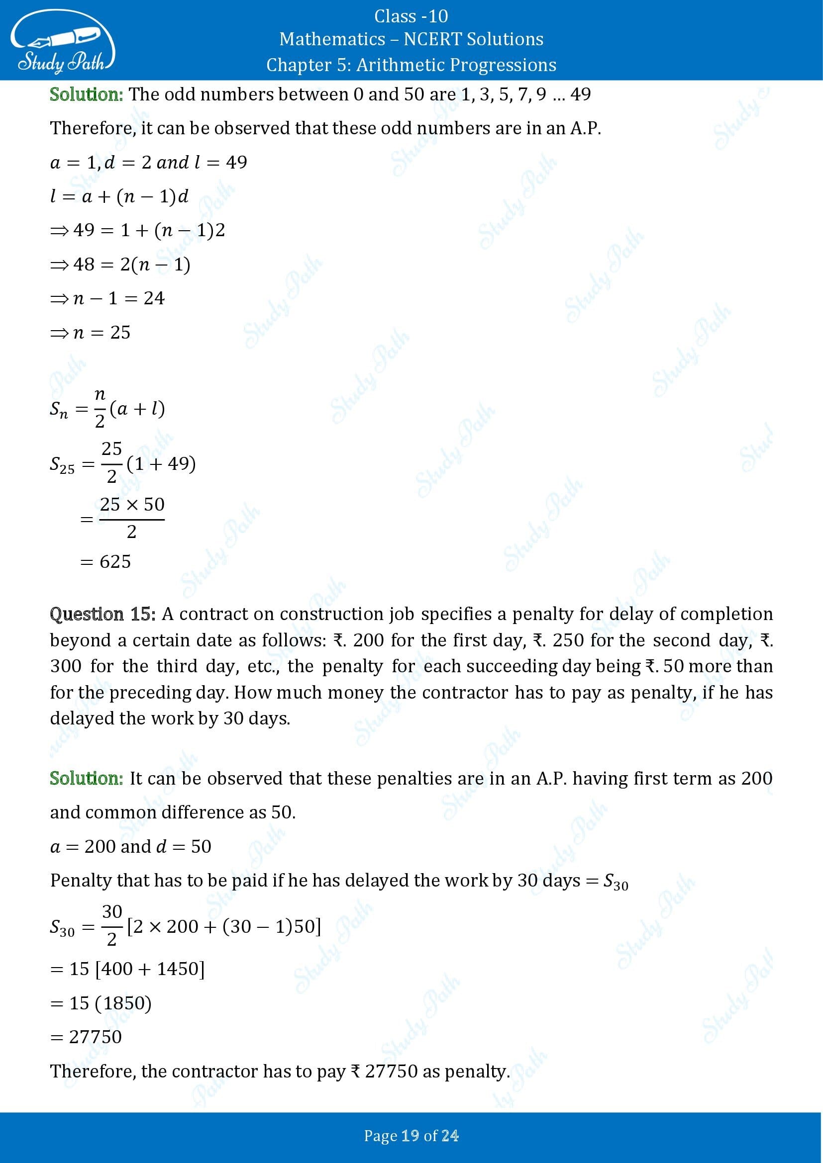 NCERT Solutions for Class 10 Maths Chapter 5 Arithmetic Progressions Exercise 5.3 00019