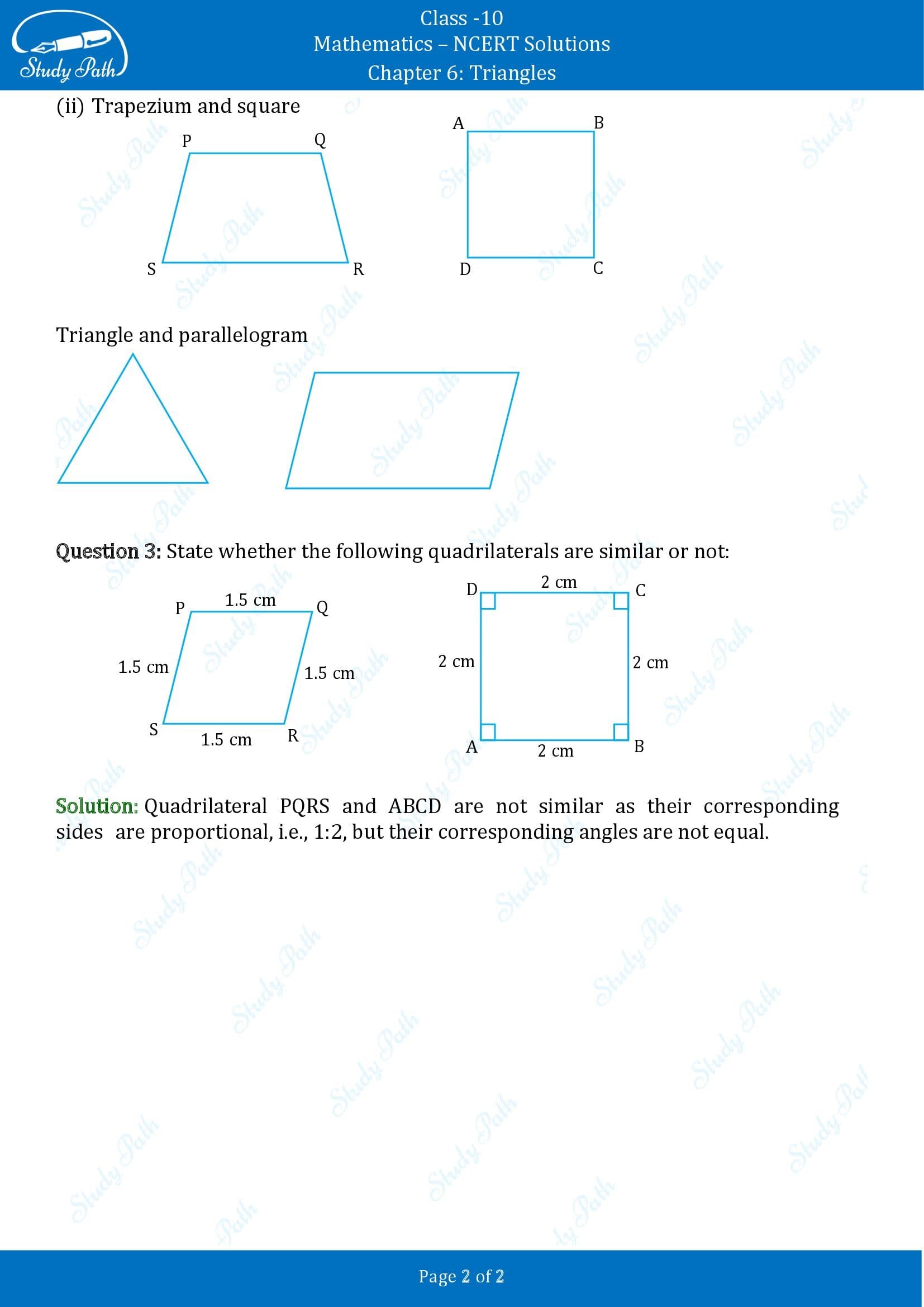 NCERT Solutions for Class 10 Maths Chapter 6 Triangles Exercise 6.1 00002