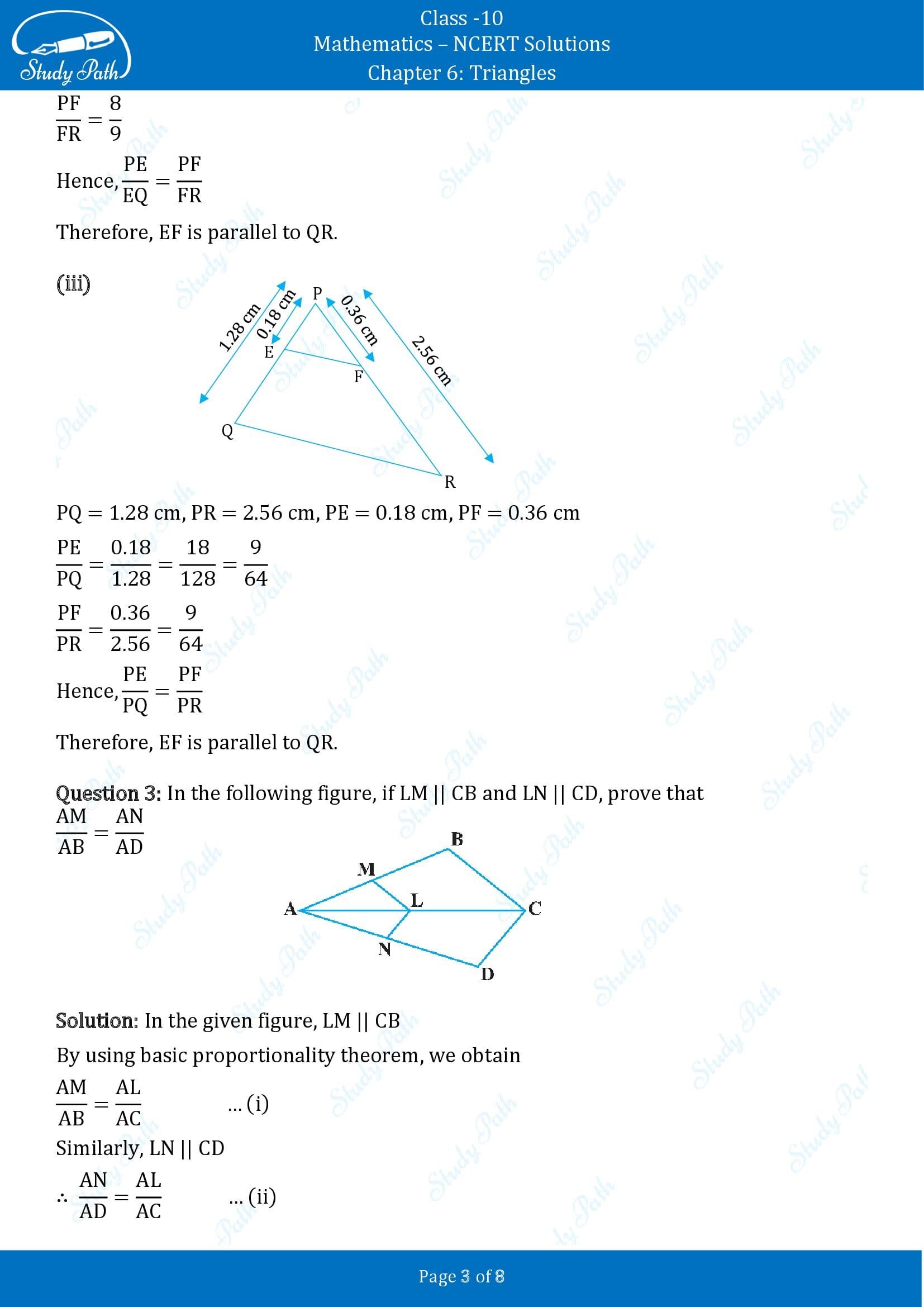 NCERT Solutions for Class 10 Maths Chapter 6 Triangles Exercise 6.2 00003