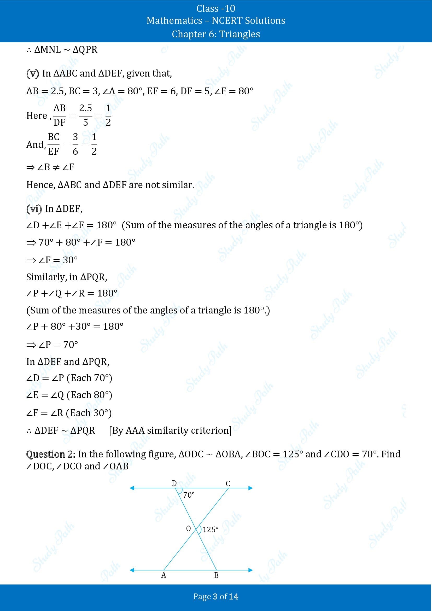 NCERT Solutions for Class 10 Maths Chapter 6 Triangles Exercise 6.3 00003