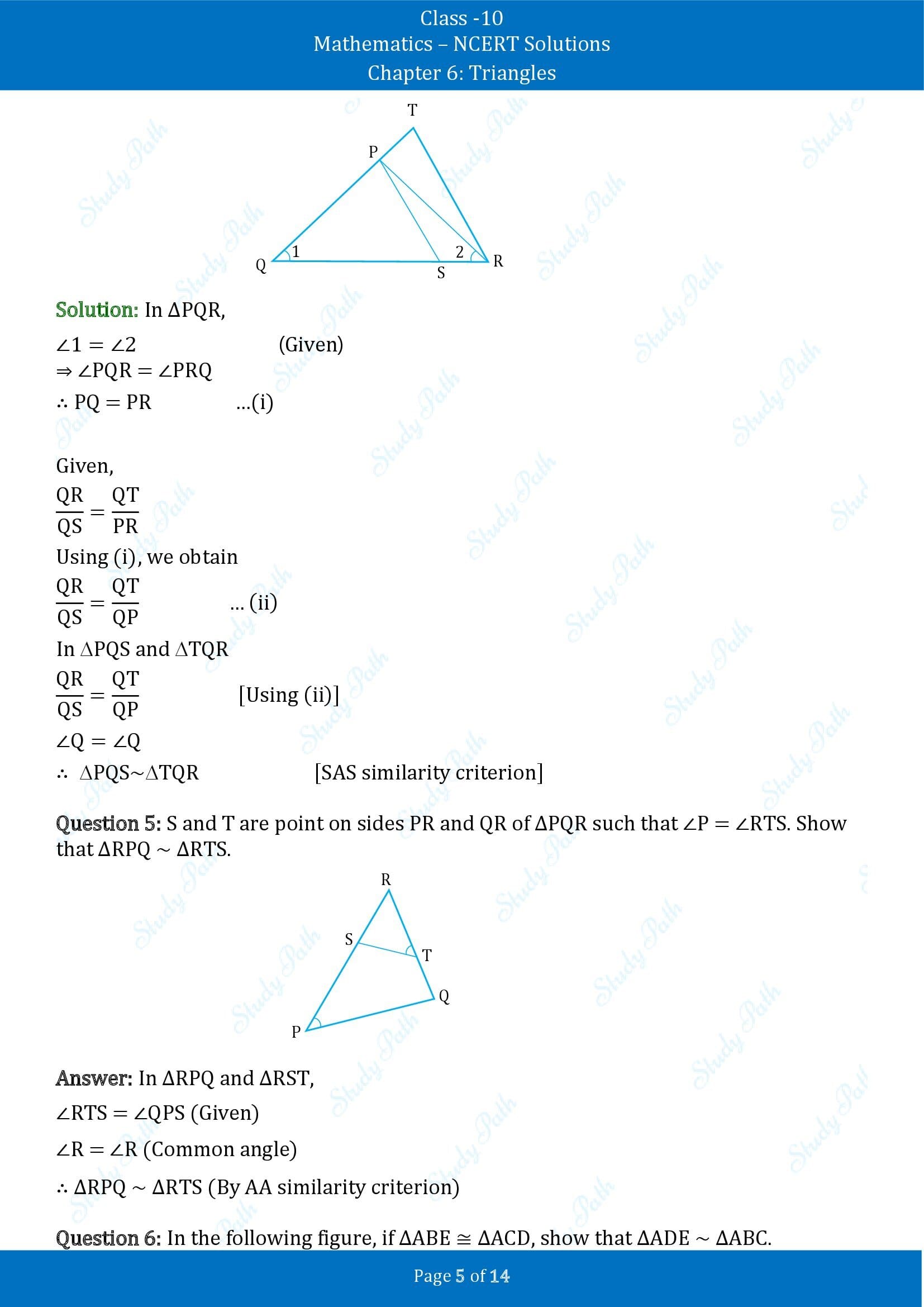 NCERT Solutions for Class 10 Maths Chapter 6 Triangles Exercise 6.3 00005