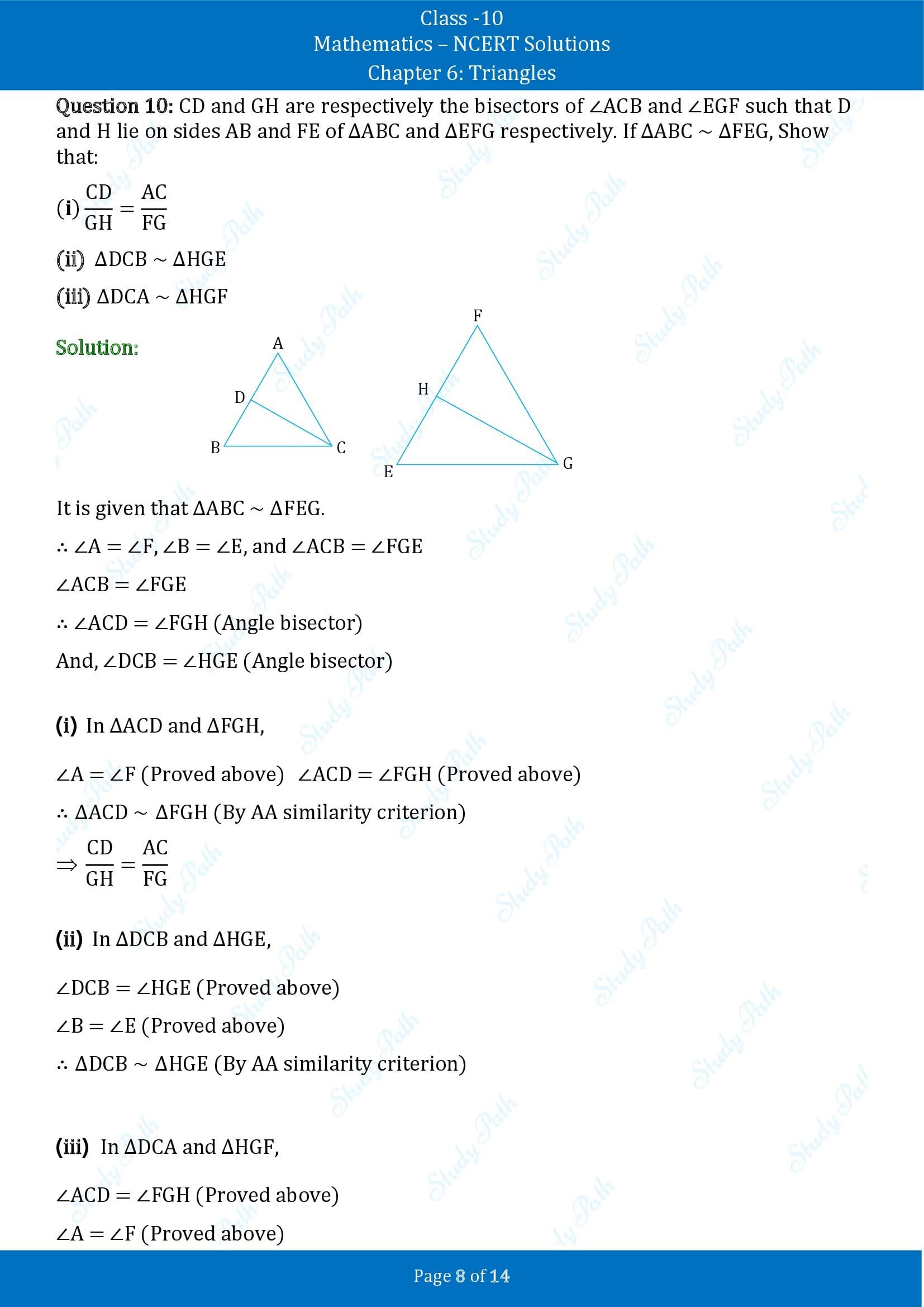 NCERT Solutions for Class 10 Maths Chapter 6 Triangles Exercise 6.3 00008