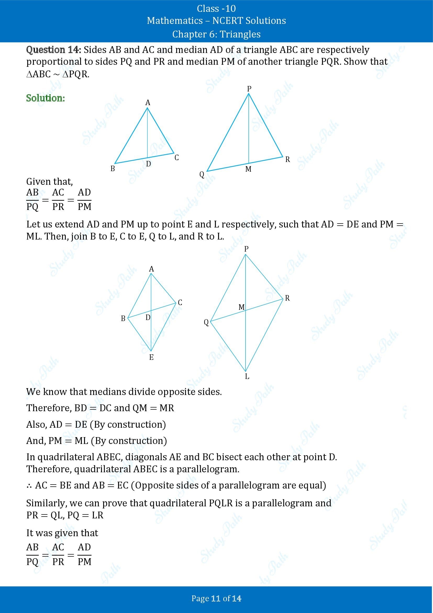 NCERT Solutions for Class 10 Maths Chapter 6 Triangles Exercise 6.3 00011