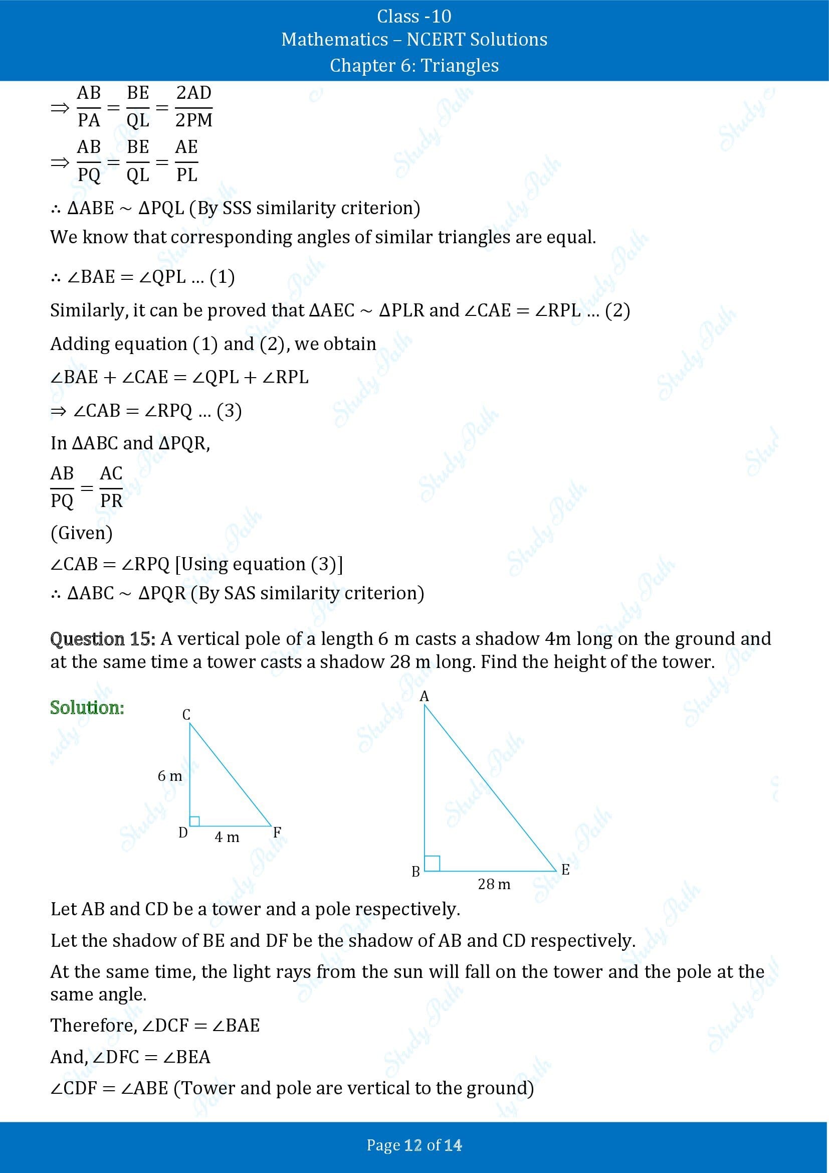 NCERT Solutions for Class 10 Maths Chapter 6 Triangles Exercise 6.3 00012