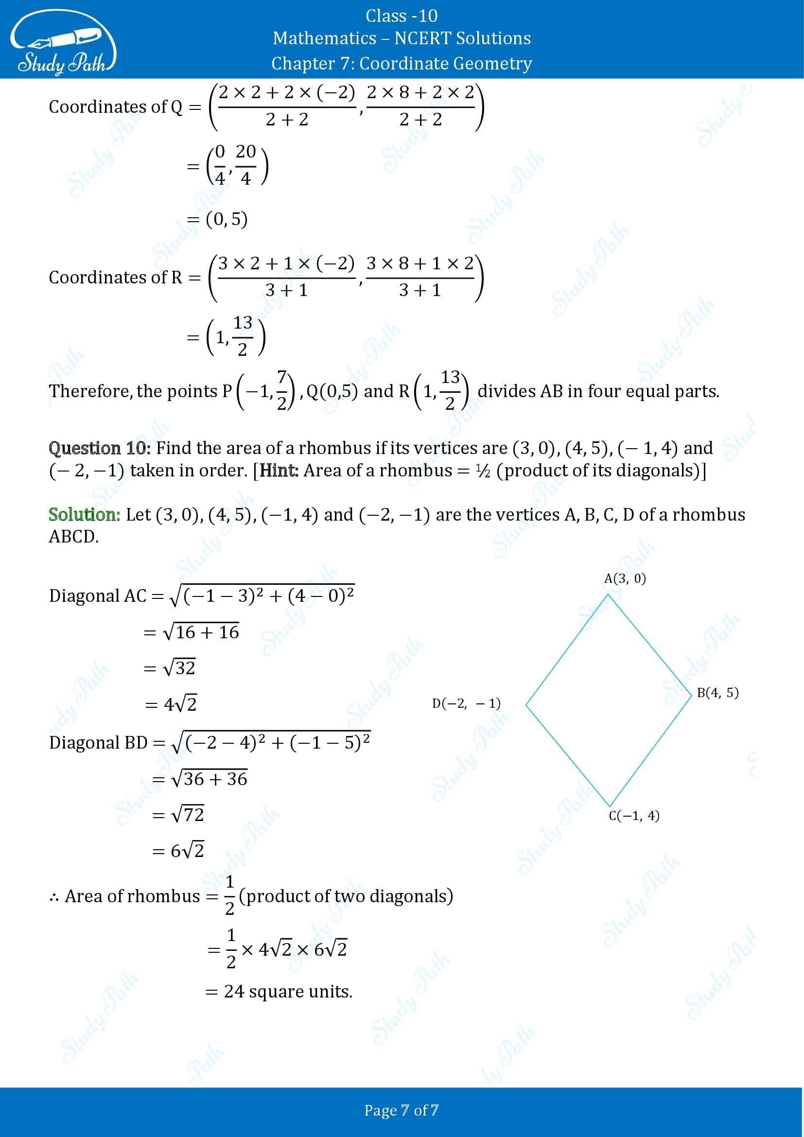 NCERT Solutions for Class 10 Maths Chapter 7 Coordinate Geometry Exercise 7.2 00007