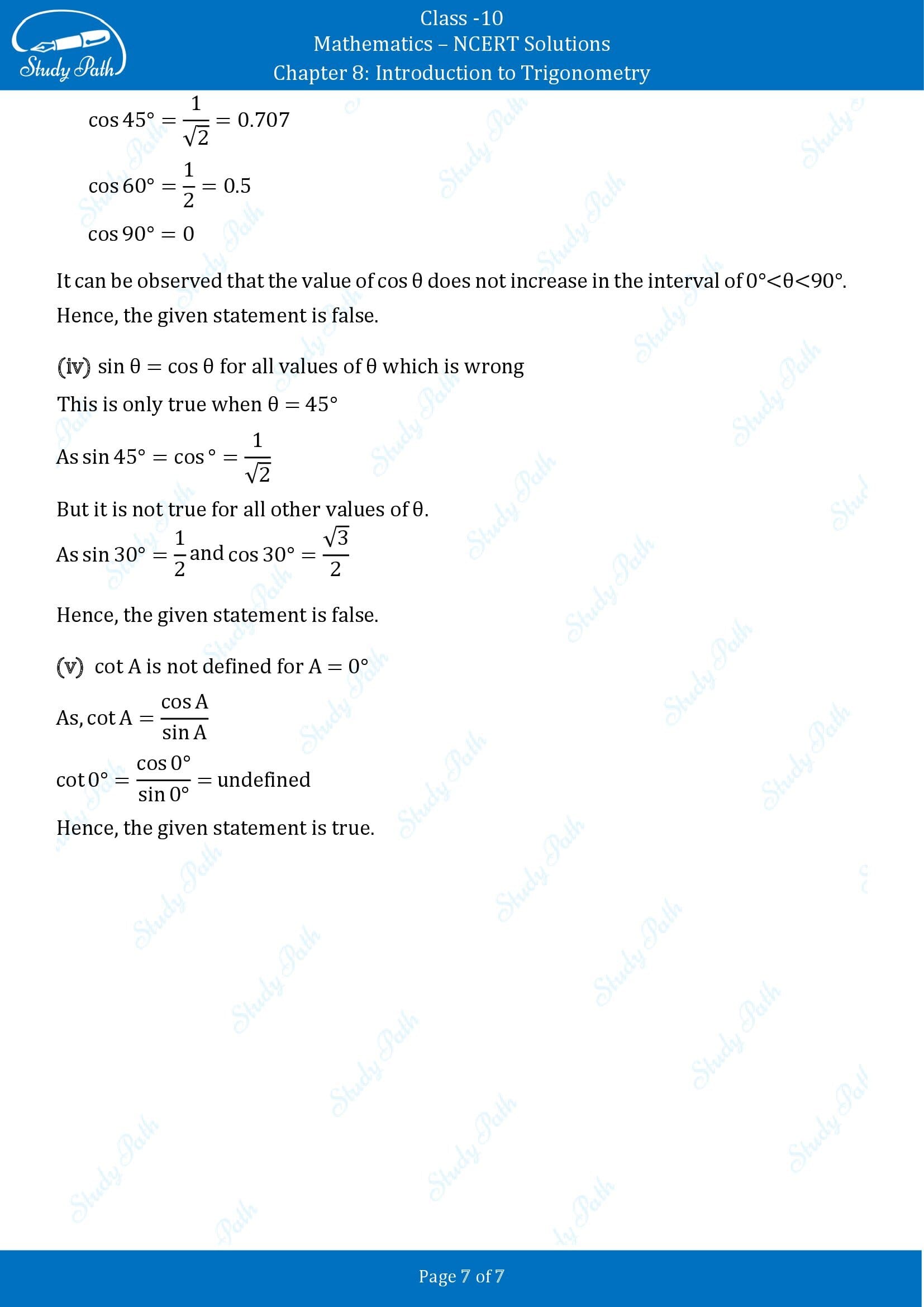 NCERT Solutions for Class 10 Maths Chapter 8 Introduction to Trigonometry Exercise 8.2 00007