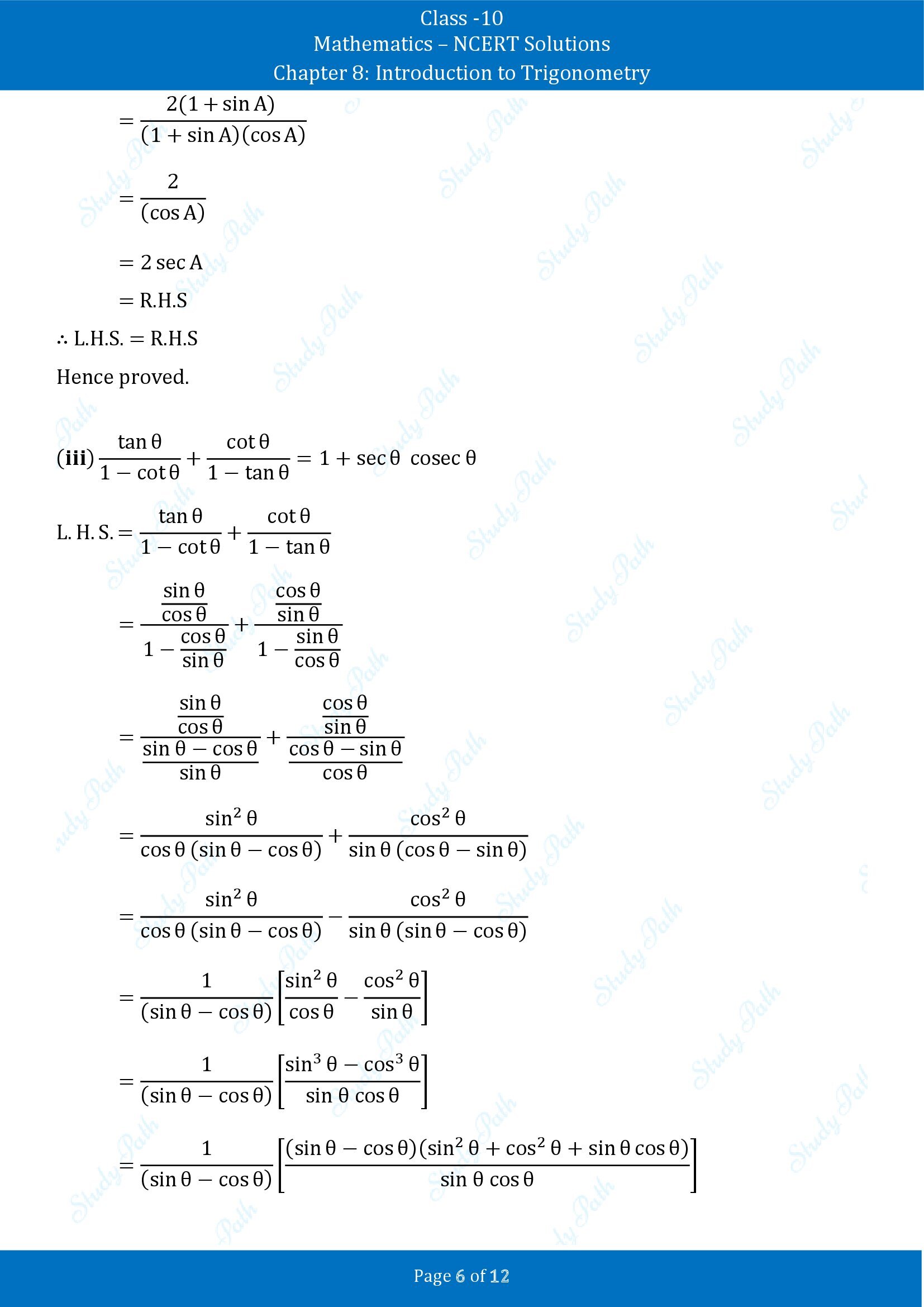 NCERT Solutions for Class 10 Maths Chapter 8 Introduction to Trigonometry Exercise 8.3 00006