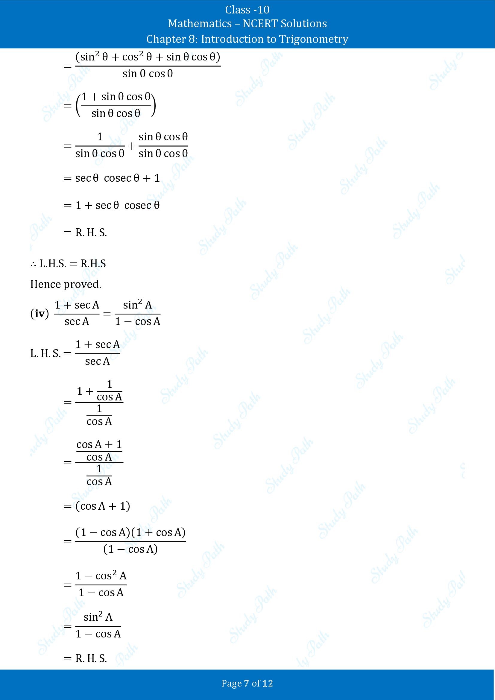 NCERT Solutions for Class 10 Maths Chapter 8 Introduction to Trigonometry Exercise 8.3 00007