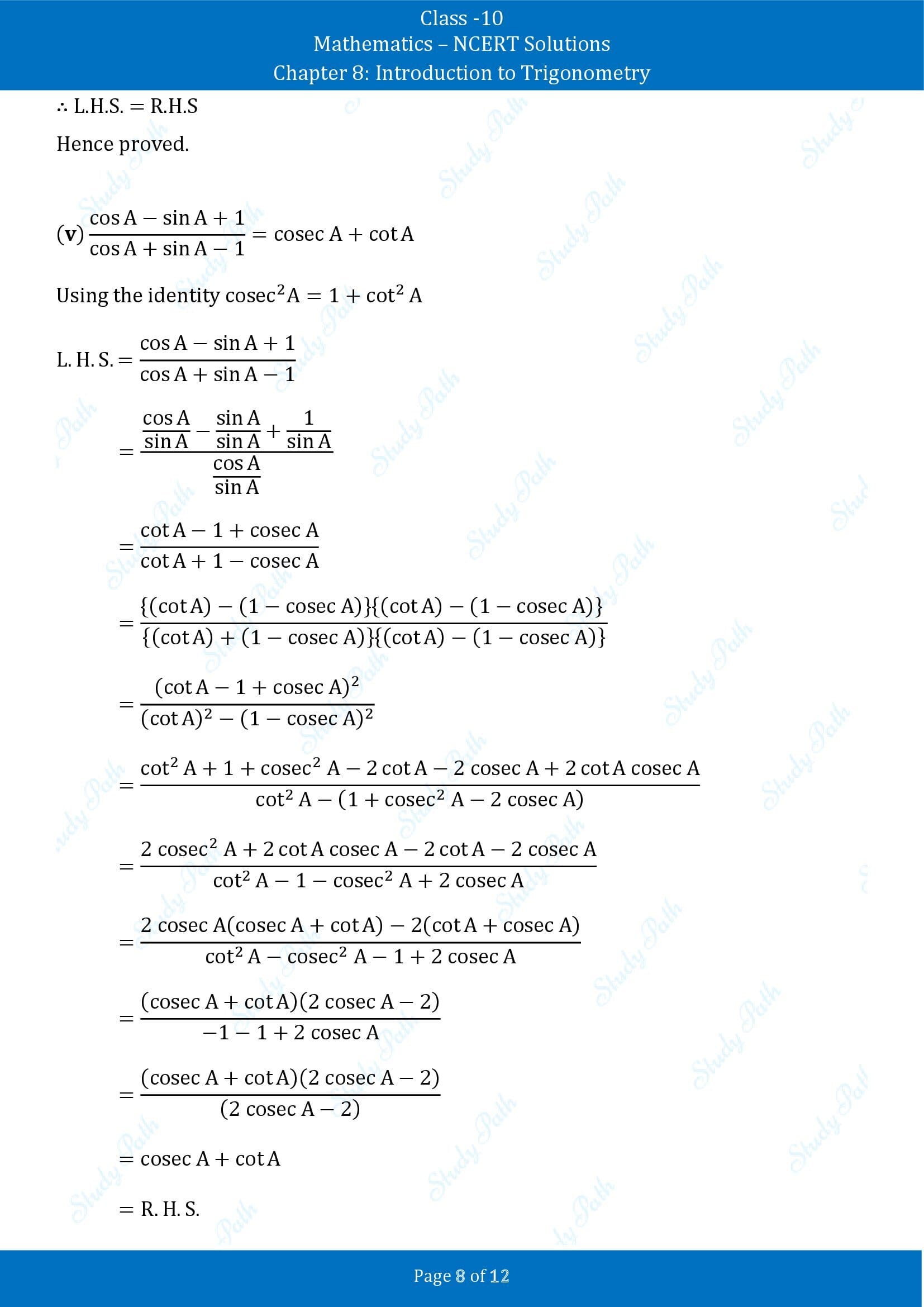 NCERT Solutions for Class 10 Maths Chapter 8 Introduction to Trigonometry Exercise 8.3 00008