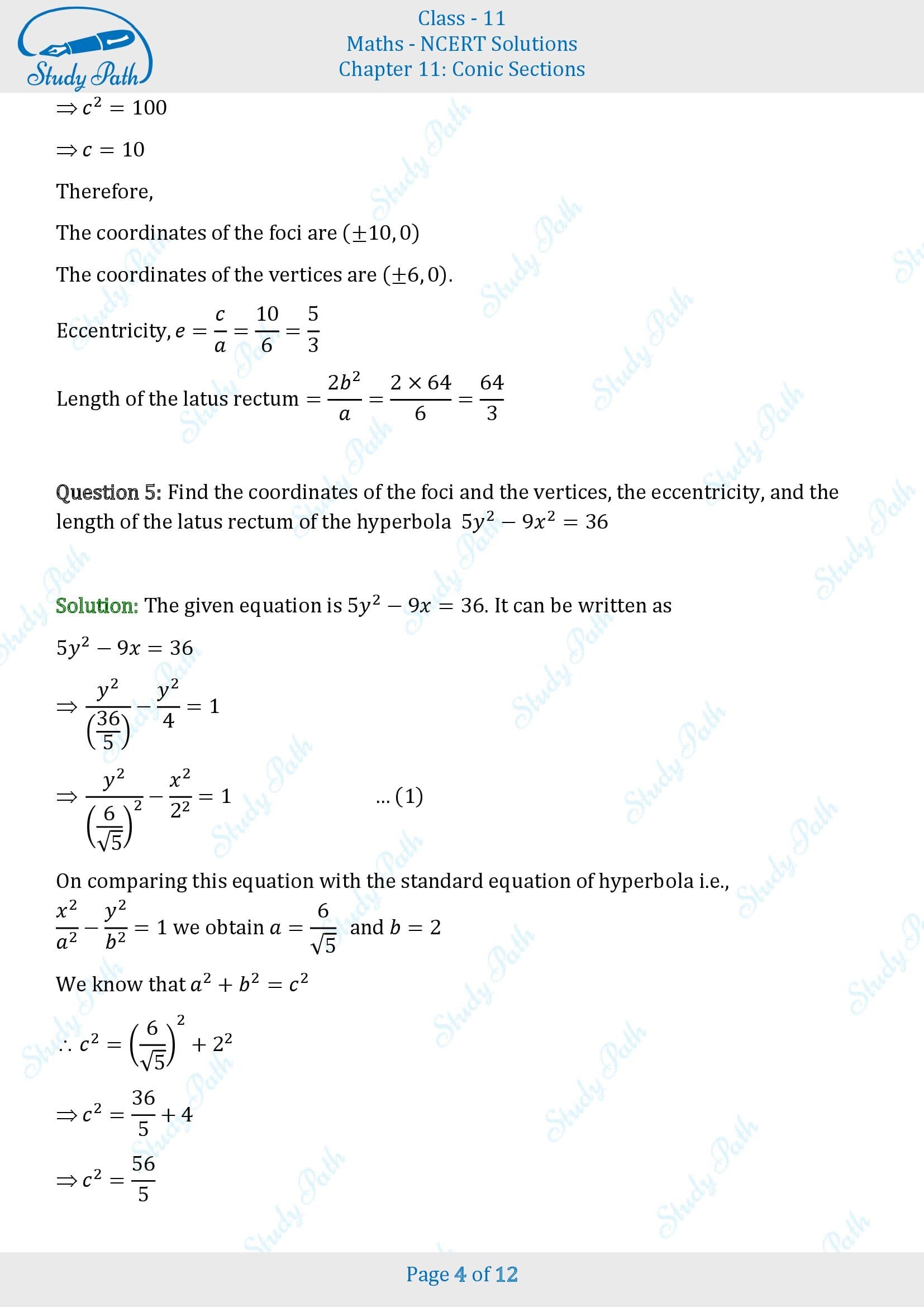 NCERT Solutions for Class 11 Maths Chapter 10 Conic Sections Exercise 10.4 00004