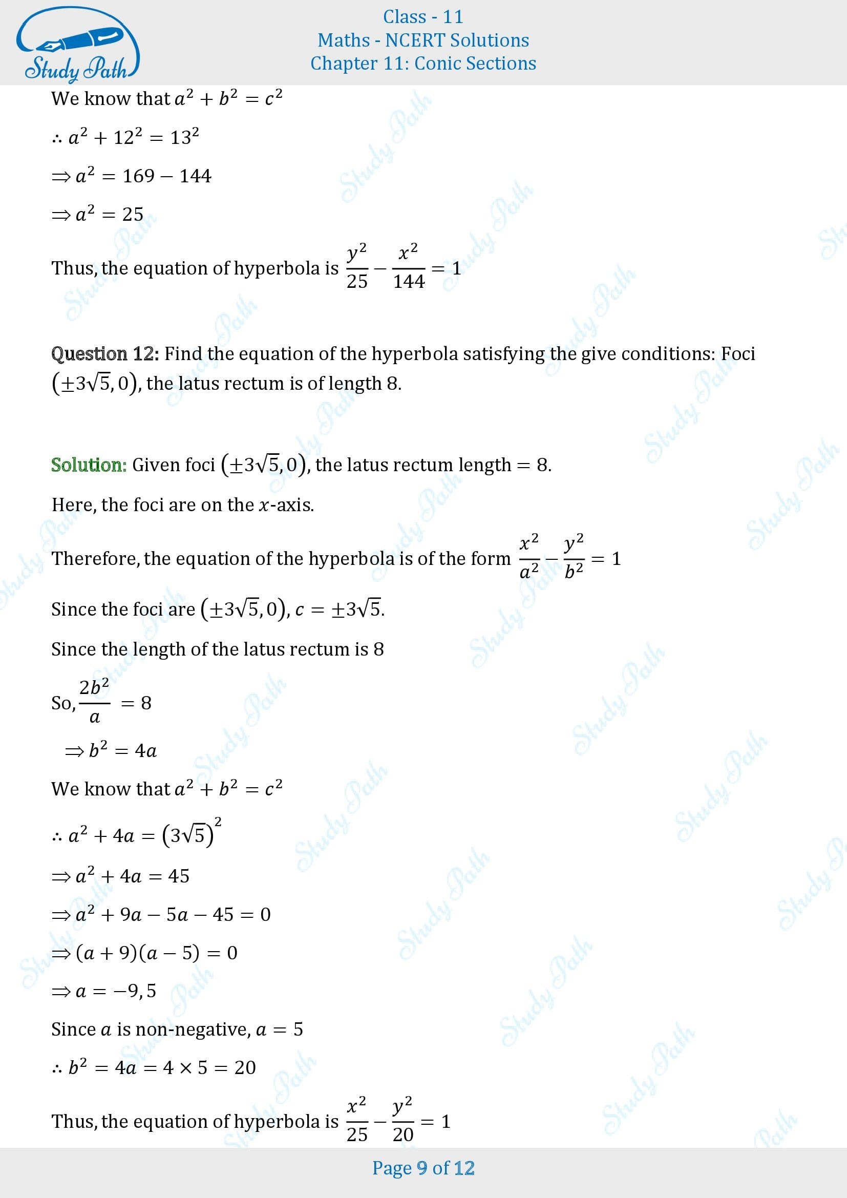 NCERT Solutions for Class 11 Maths Chapter 10 Conic Sections Exercise 10.4 00009