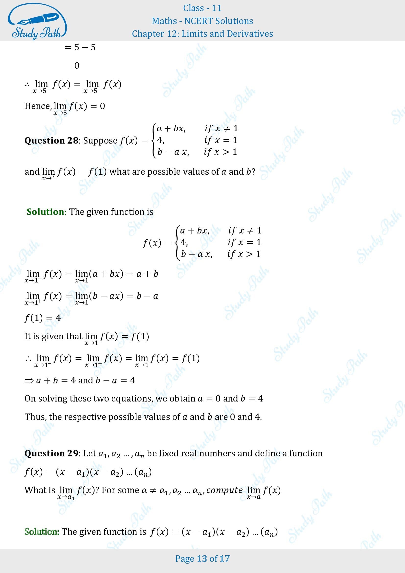 NCERT Solutions for Class 11 Maths Chapter 12 Limits and Derivatives Exercise 12.1 00013