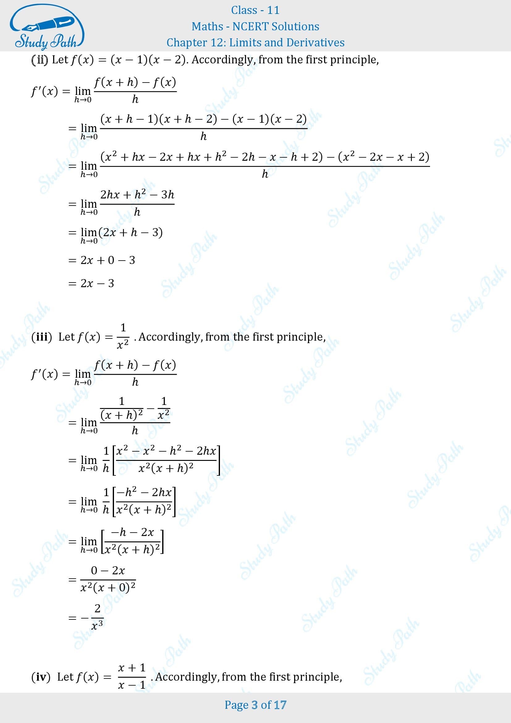 NCERT Solutions for Class 11 Maths Chapter 12 Limits and Derivatives Exercise 12.2 00003