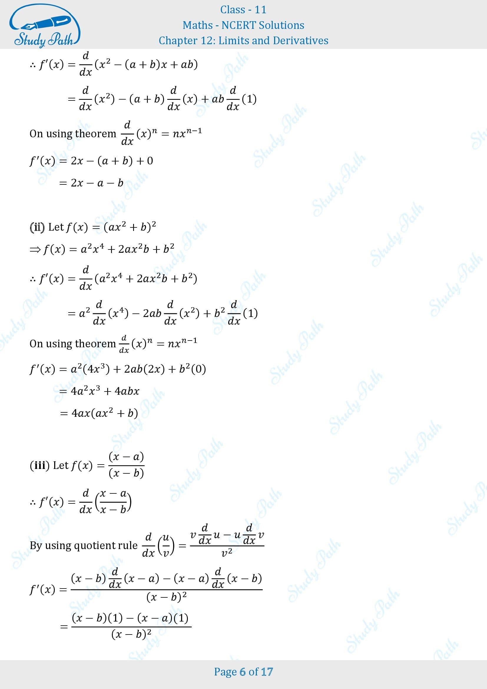 NCERT Solutions for Class 11 Maths Chapter 12 Limits and Derivatives Exercise 12.2 00006