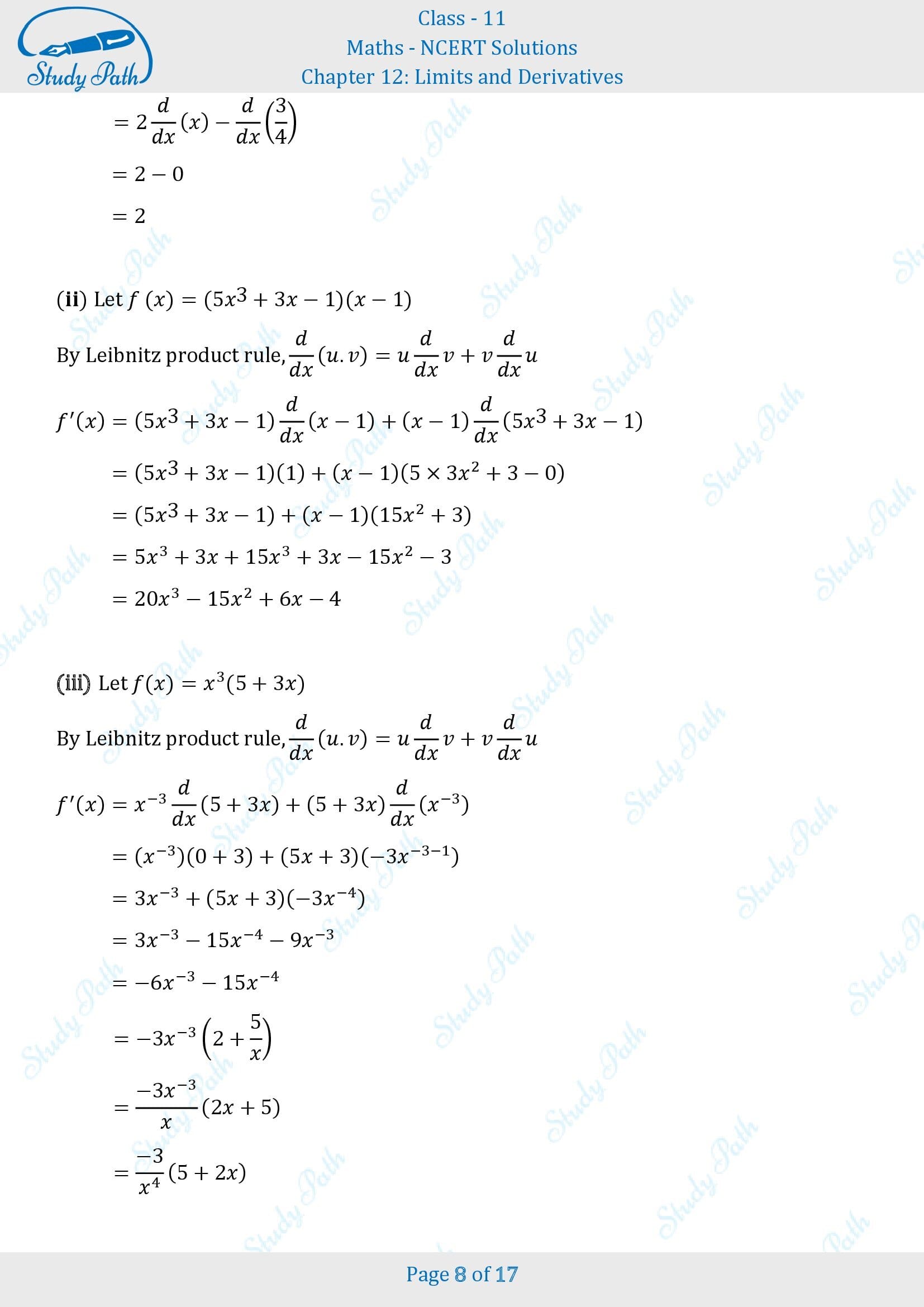 NCERT Solutions for Class 11 Maths Chapter 12 Limits and Derivatives Exercise 12.2 00008