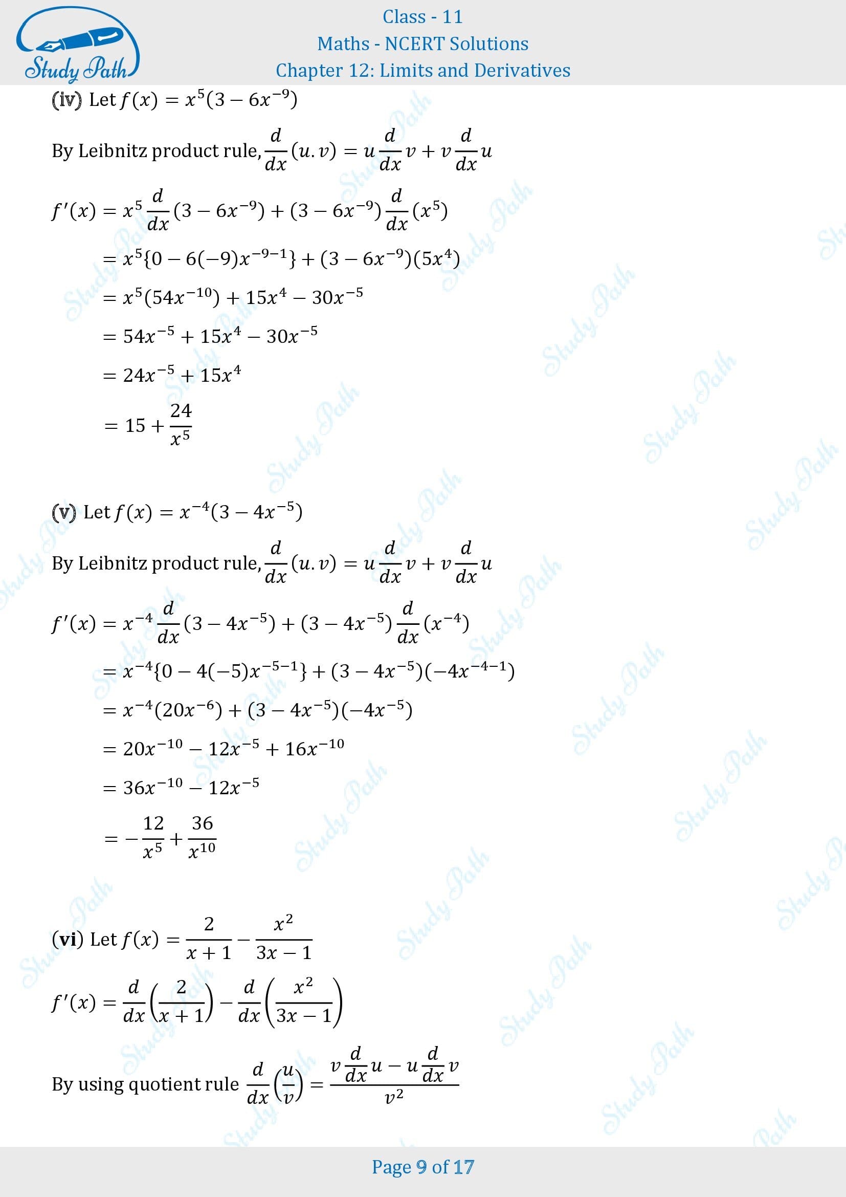 NCERT Solutions for Class 11 Maths Chapter 12 Limits and Derivatives Exercise 12.2 00009