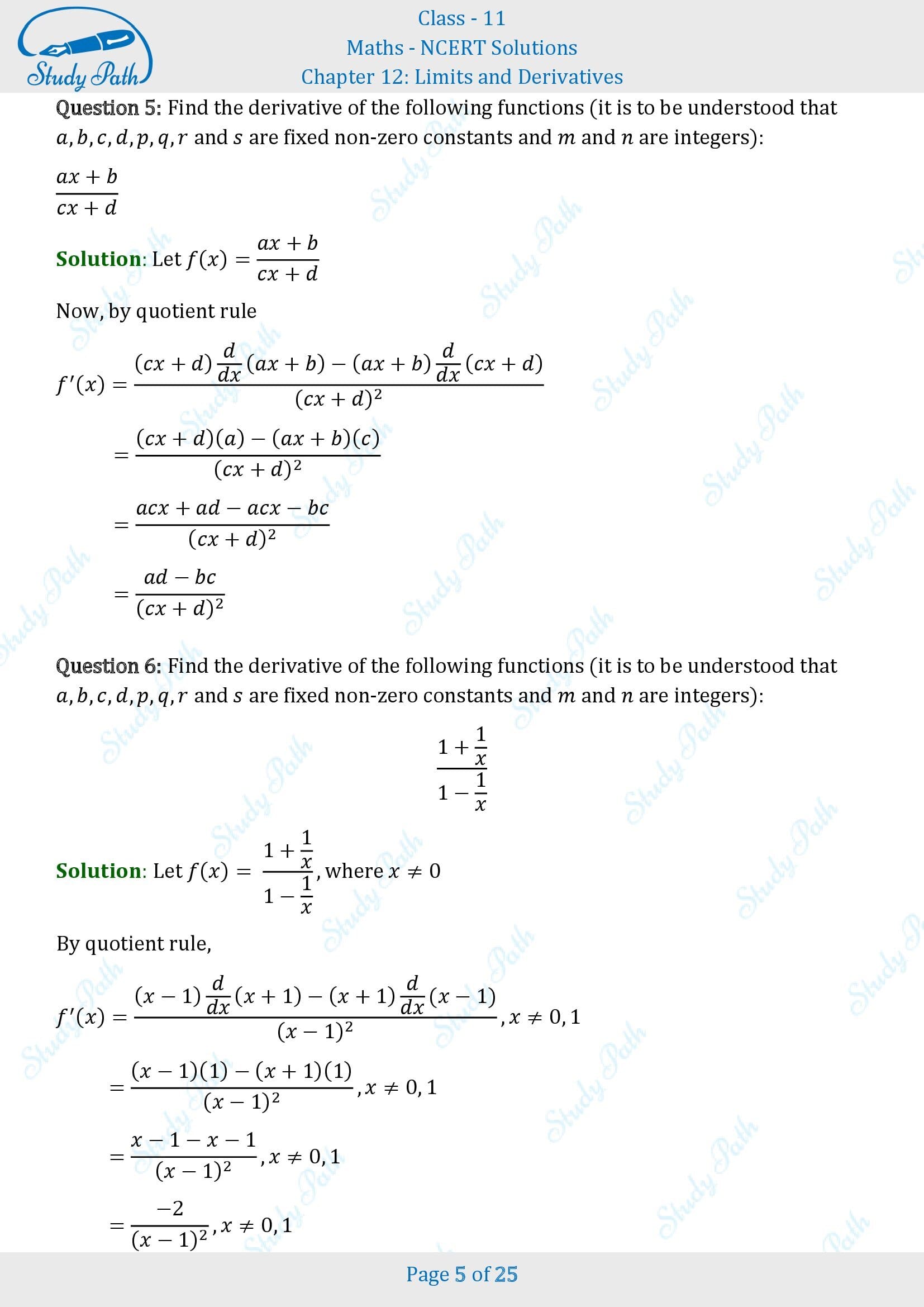 NCERT Solutions for Class 11 Maths Chapter 12 Limits and Derivatives Miscellaneous 12 00005