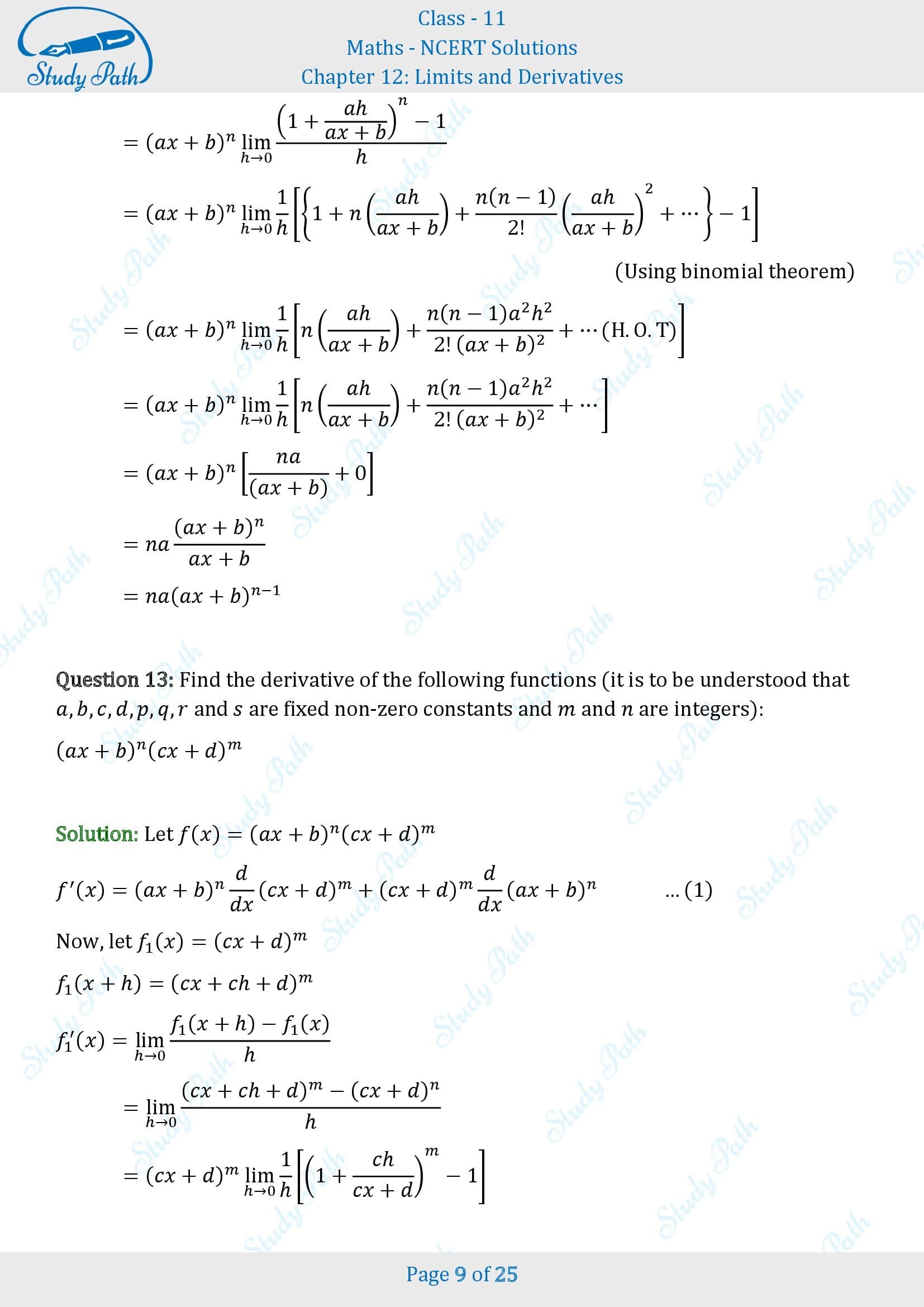 NCERT Solutions for Class 11 Maths Chapter 12 Limits and Derivatives Miscellaneous 12 00009