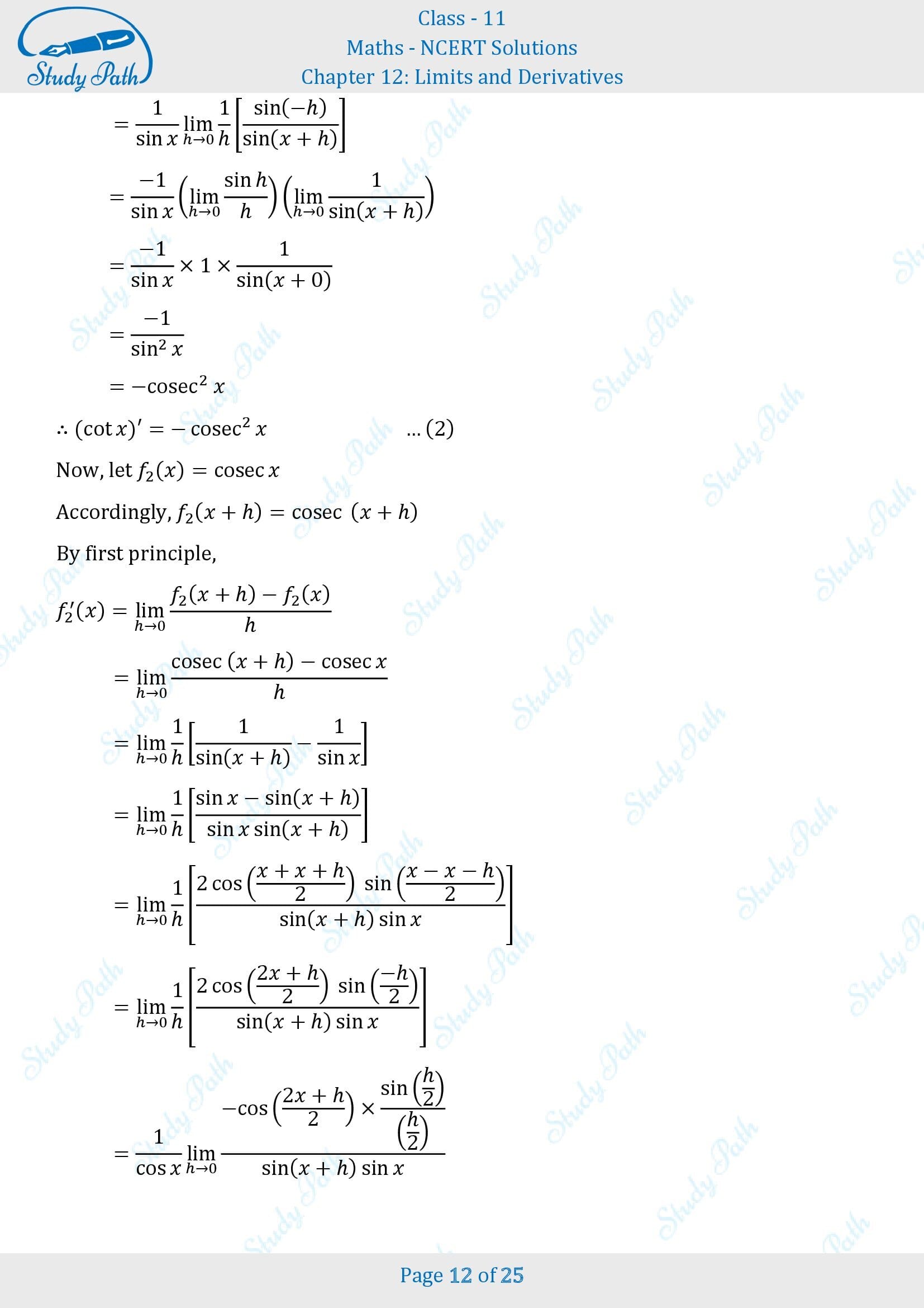 NCERT Solutions for Class 11 Maths Chapter 12 Limits and Derivatives Miscellaneous 12 00012