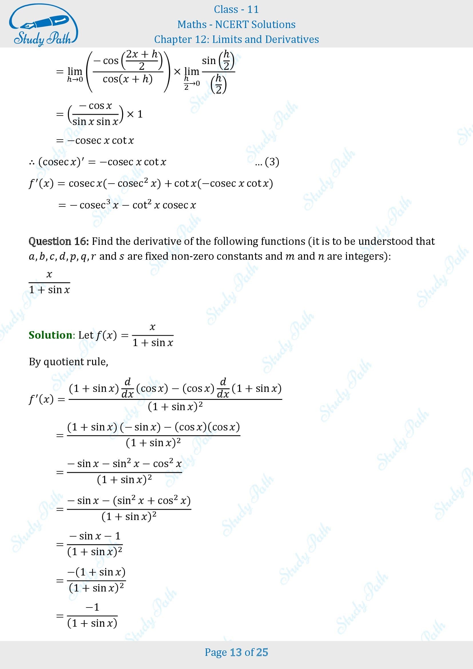 NCERT Solutions for Class 11 Maths Chapter 12 Limits and Derivatives Miscellaneous 12 00013