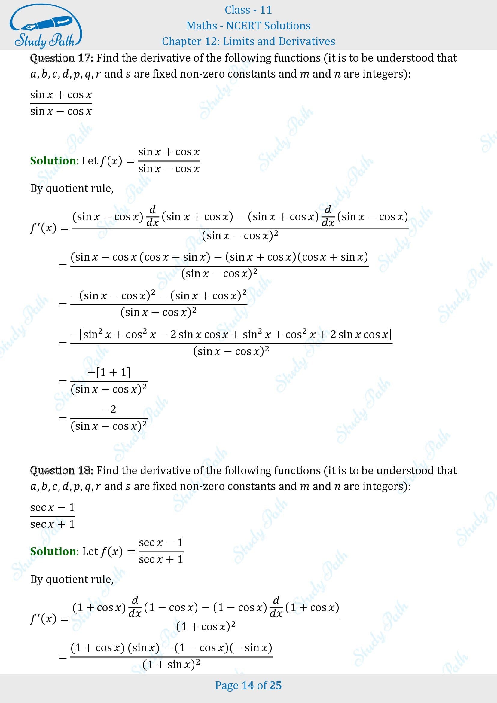 NCERT Solutions for Class 11 Maths Chapter 12 Limits and Derivatives Miscellaneous 12 00014