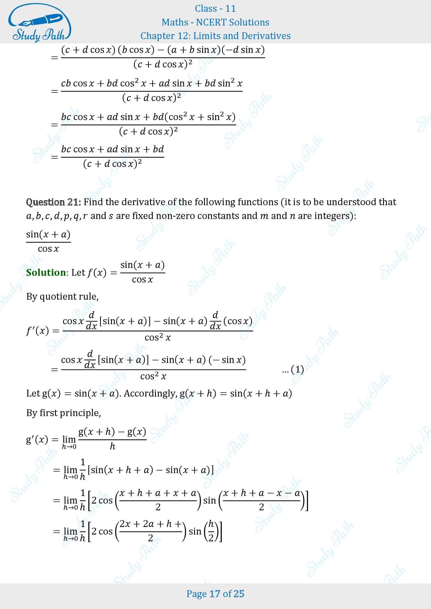 NCERT Solutions for Class 11 Maths Chapter 12 Limits and Derivatives Miscellaneous 12 00017