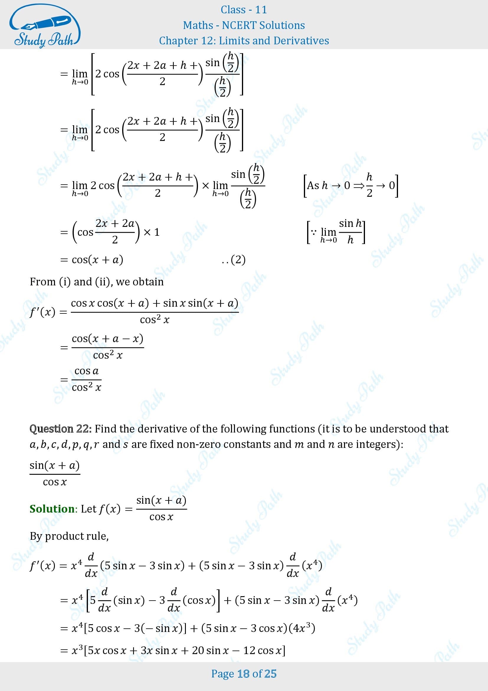 NCERT Solutions for Class 11 Maths Chapter 12 Limits and Derivatives Miscellaneous 12 00018