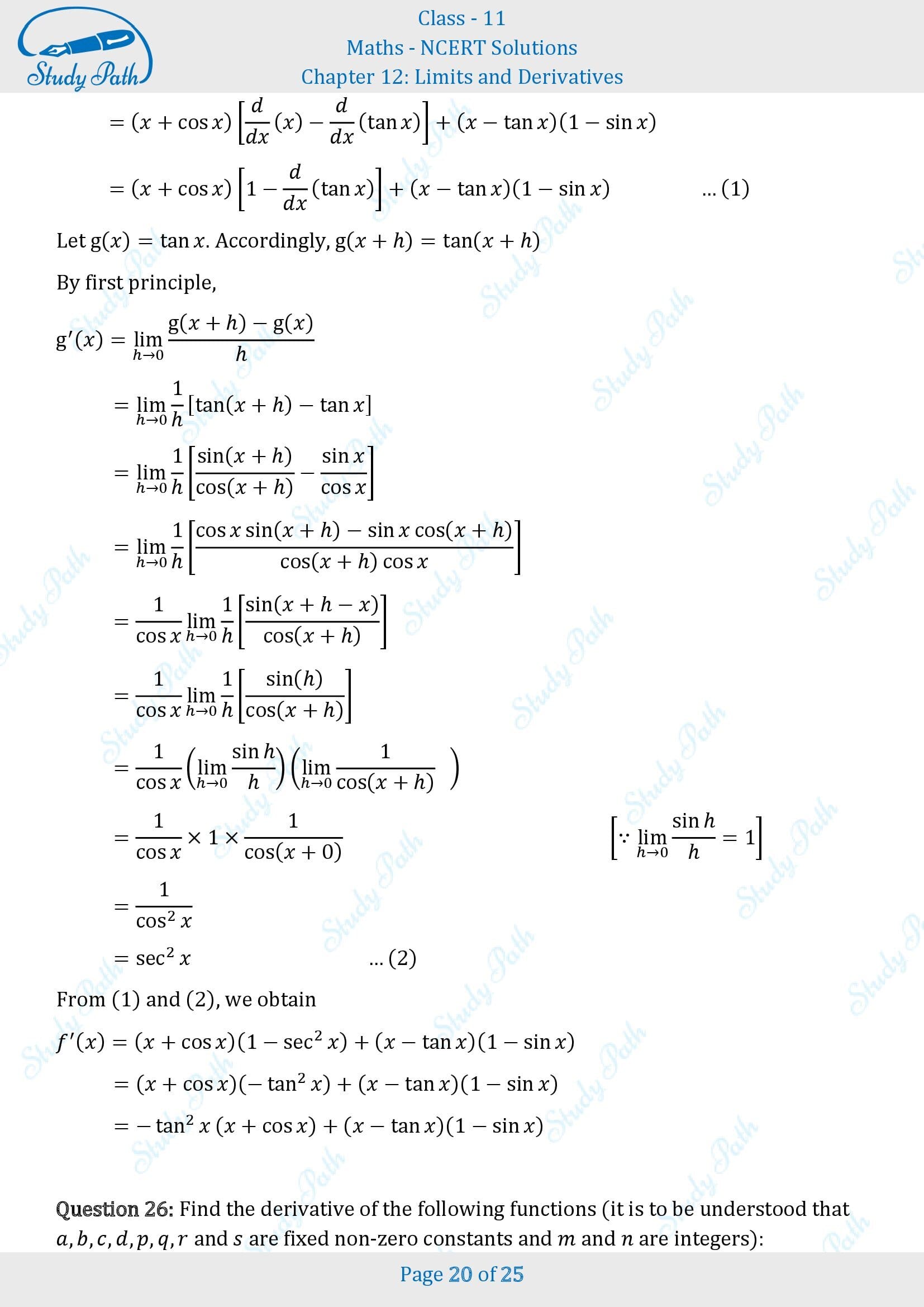 NCERT Solutions for Class 11 Maths Chapter 12 Limits and Derivatives Miscellaneous 12 00020