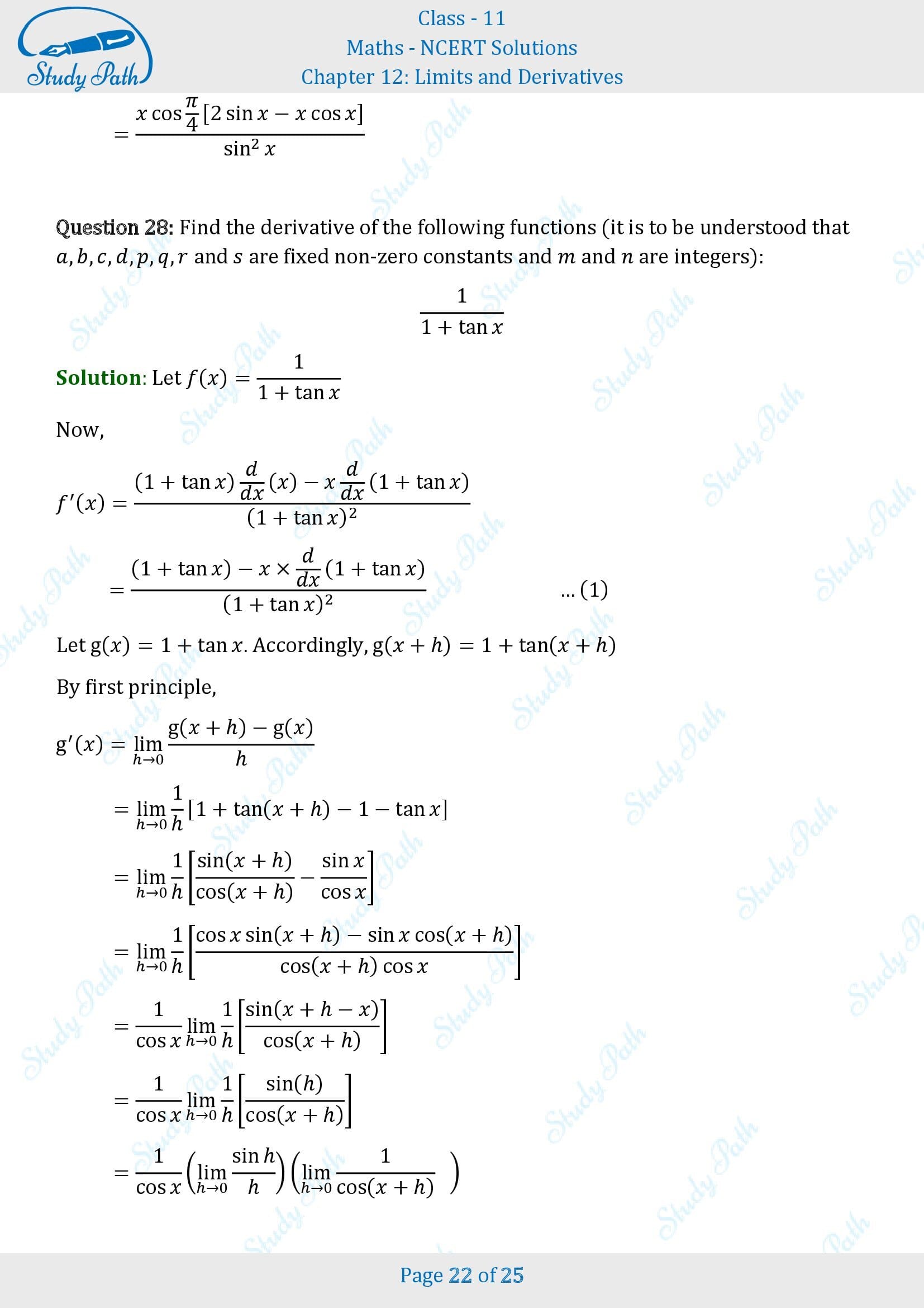 NCERT Solutions for Class 11 Maths Chapter 12 Limits and Derivatives Miscellaneous 12 00022