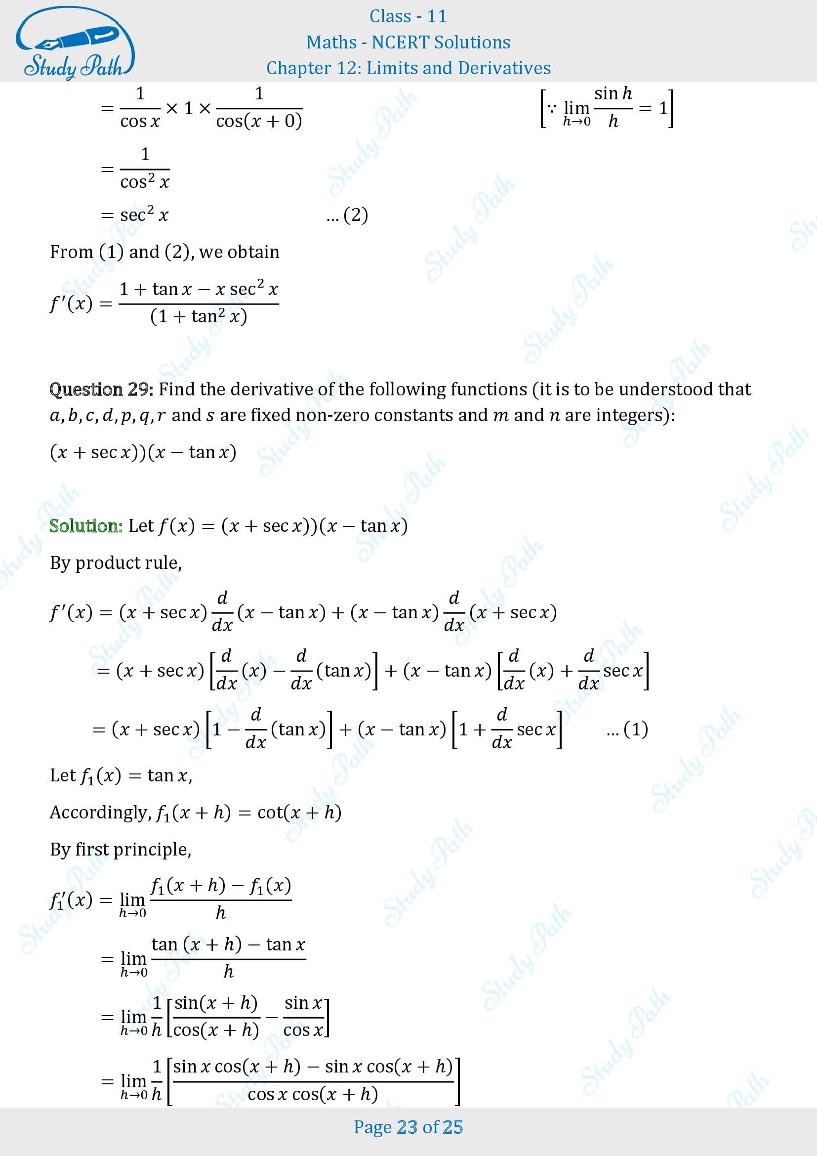 NCERT Solutions for Class 11 Maths Chapter 12 Limits and Derivatives Miscellaneous 12 00023