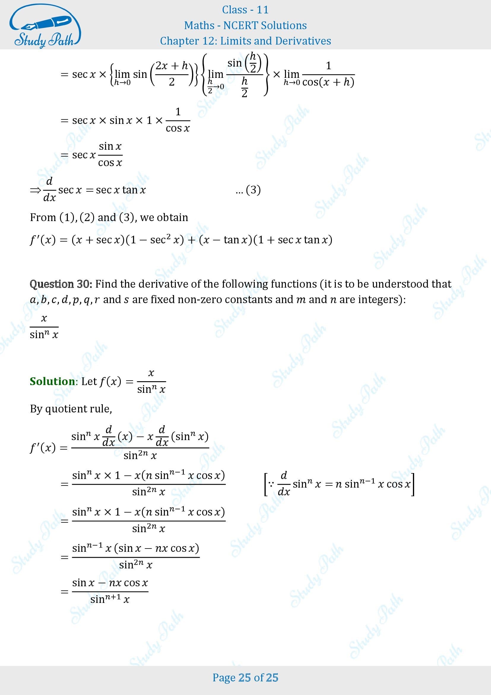 NCERT Solutions for Class 11 Maths Chapter 12 Limits and Derivatives Miscellaneous 12 00025