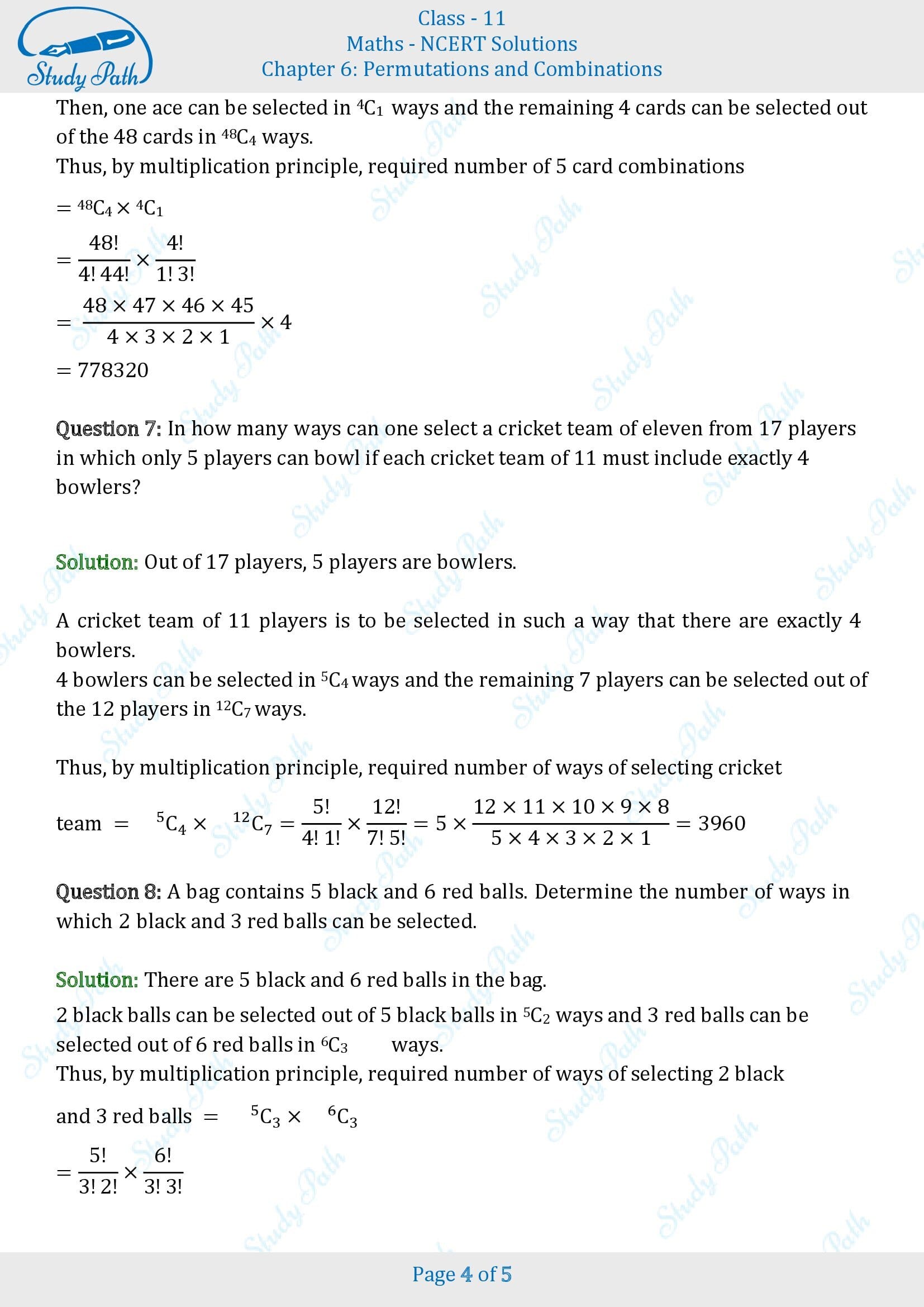 NCERT Solutions for Class 11 Maths Chapter 6 Permutations and Combinations Exercise 6.4 00004