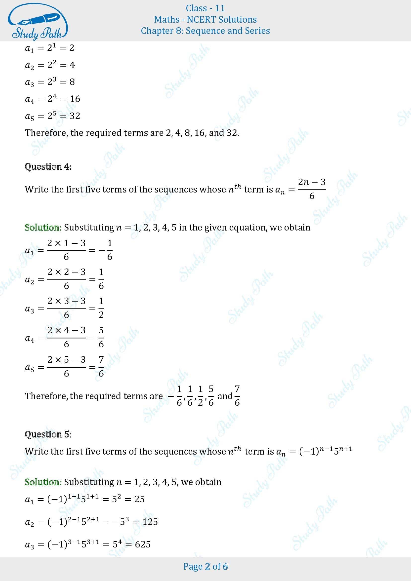 NCERT Solutions for Class 11 Maths Chapter 8 Sequences and Series Exercise 8.1 00002