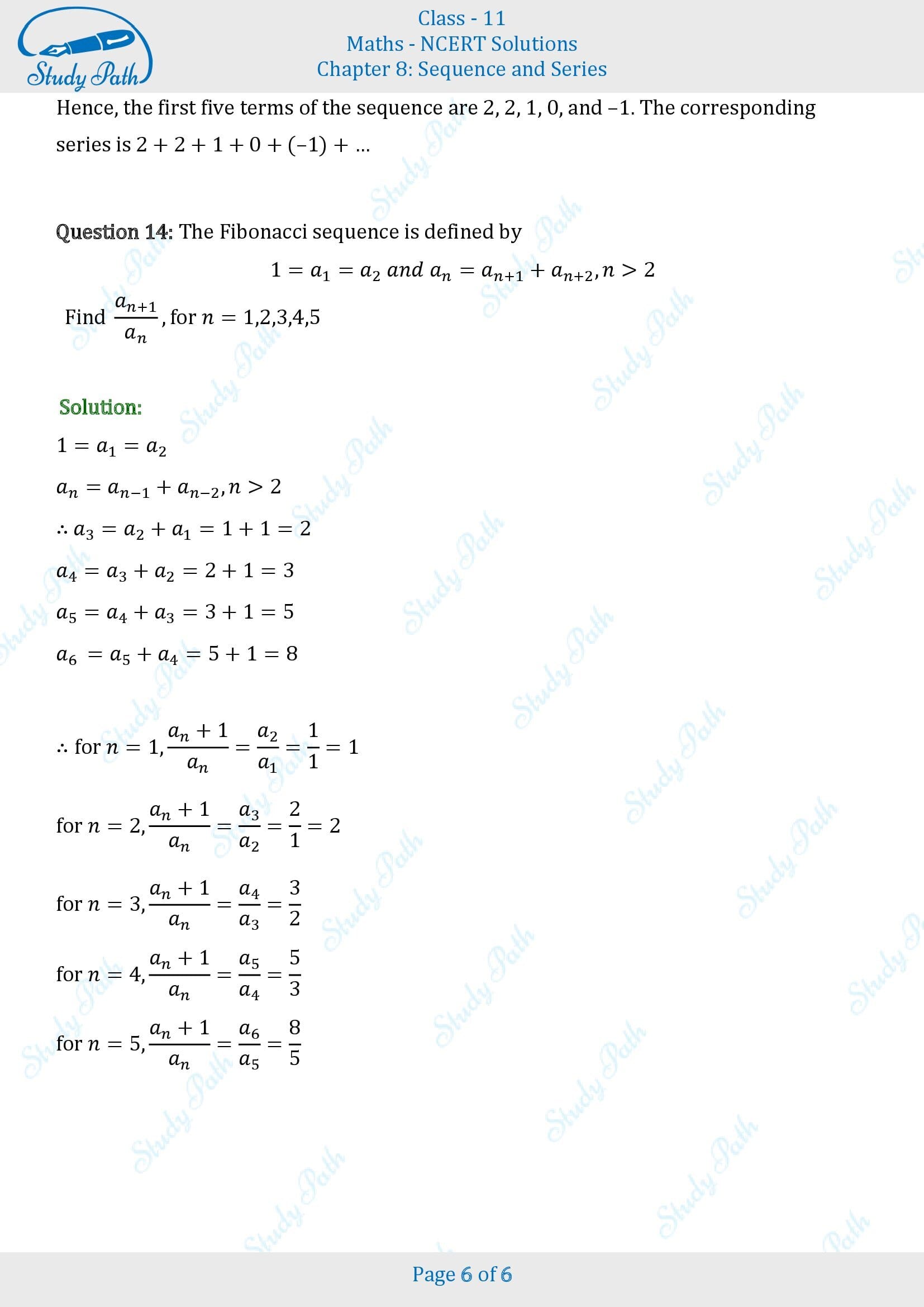 NCERT Solutions for Class 11 Maths Chapter 8 Sequences and Series Exercise 8.1 00006