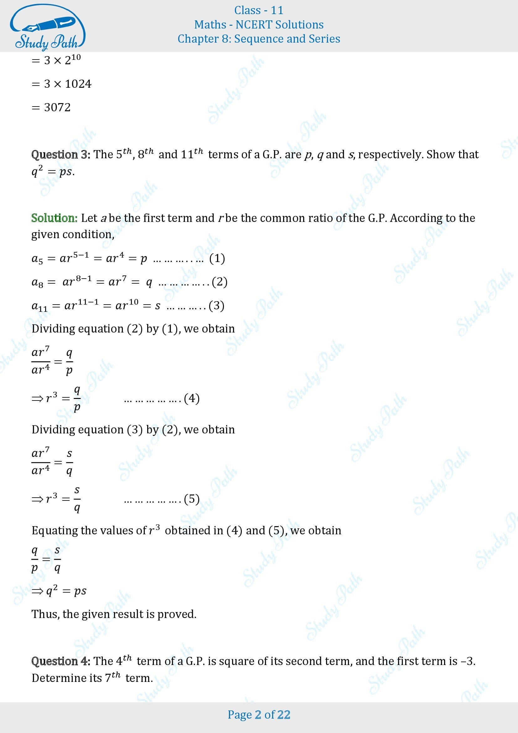 NCERT Solutions for Class 11 Maths Chapter 8 Sequences and Series Exercise 8.2 00002