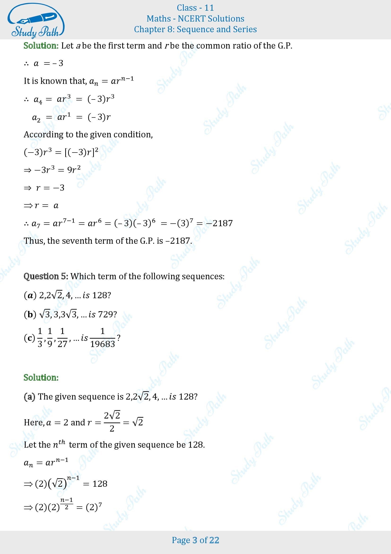 NCERT Solutions for Class 11 Maths Chapter 8 Sequences and Series Exercise 8.2 00003