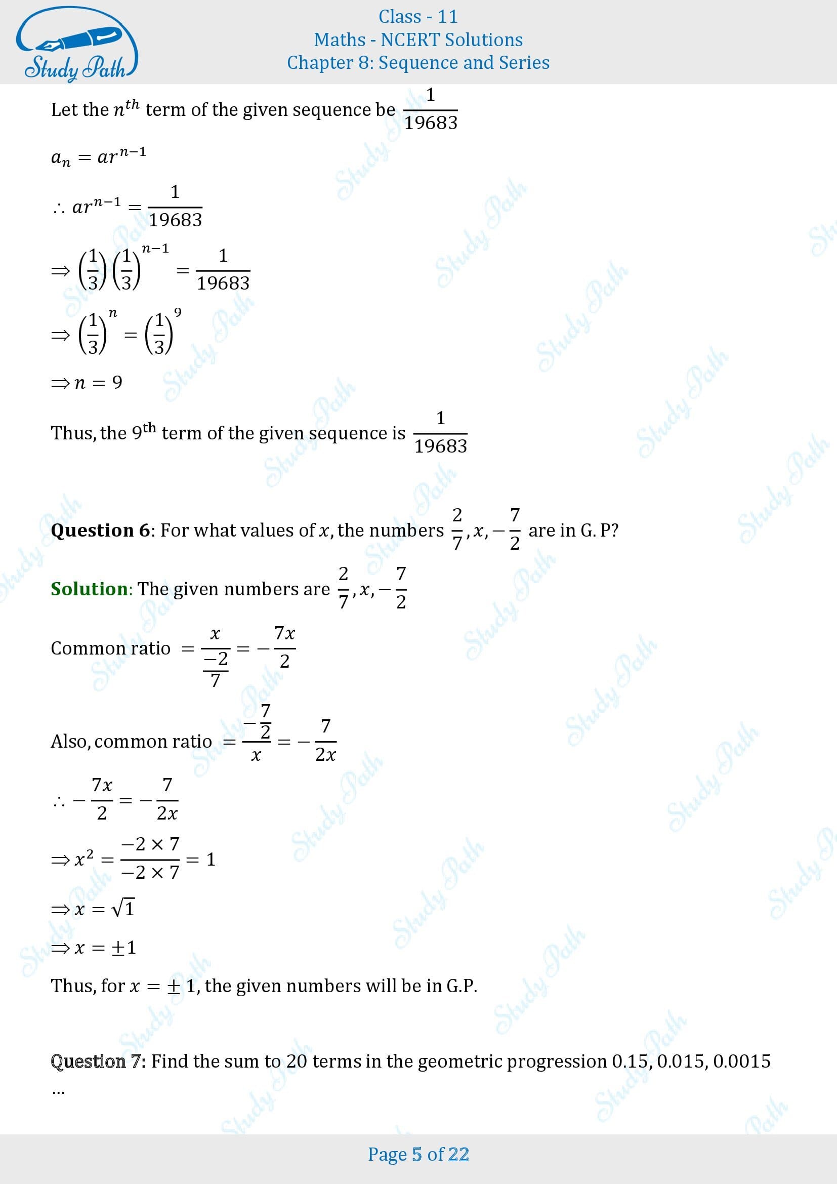 NCERT Solutions for Class 11 Maths Chapter 8 Sequences and Series Exercise 8.2 00005